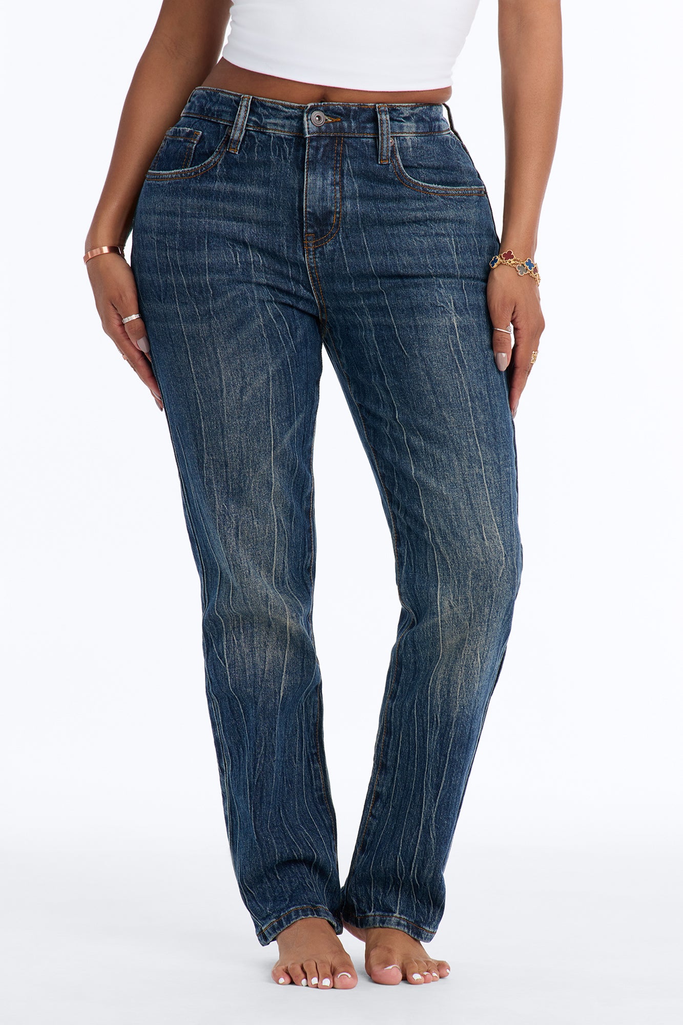 Cornelia Street 90s Classic Low Stretch Slim Straight Jeans - Dark Wash