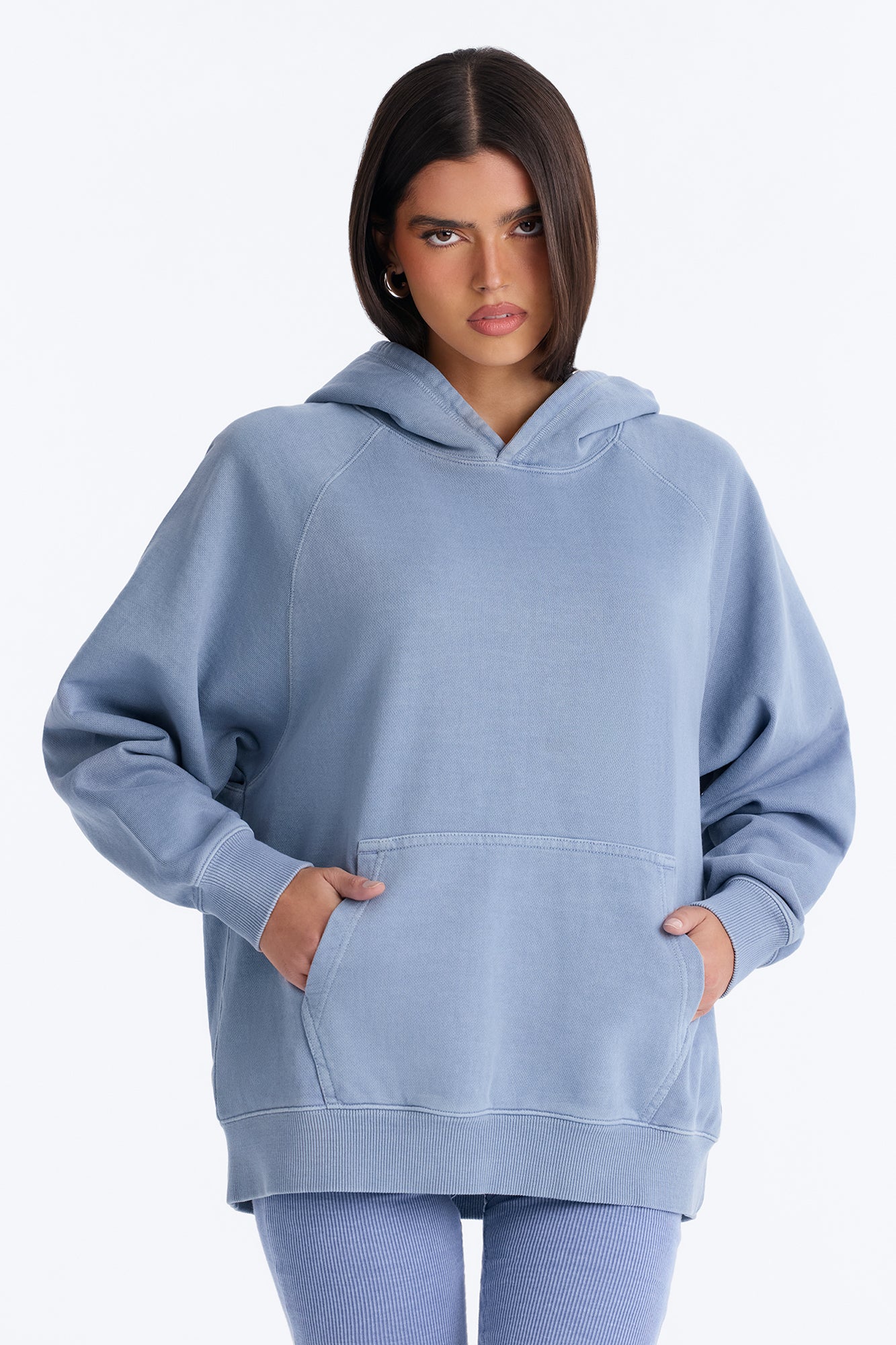 TERRY Classic Pullover Hoodie Sweatshirt - Washed Blue