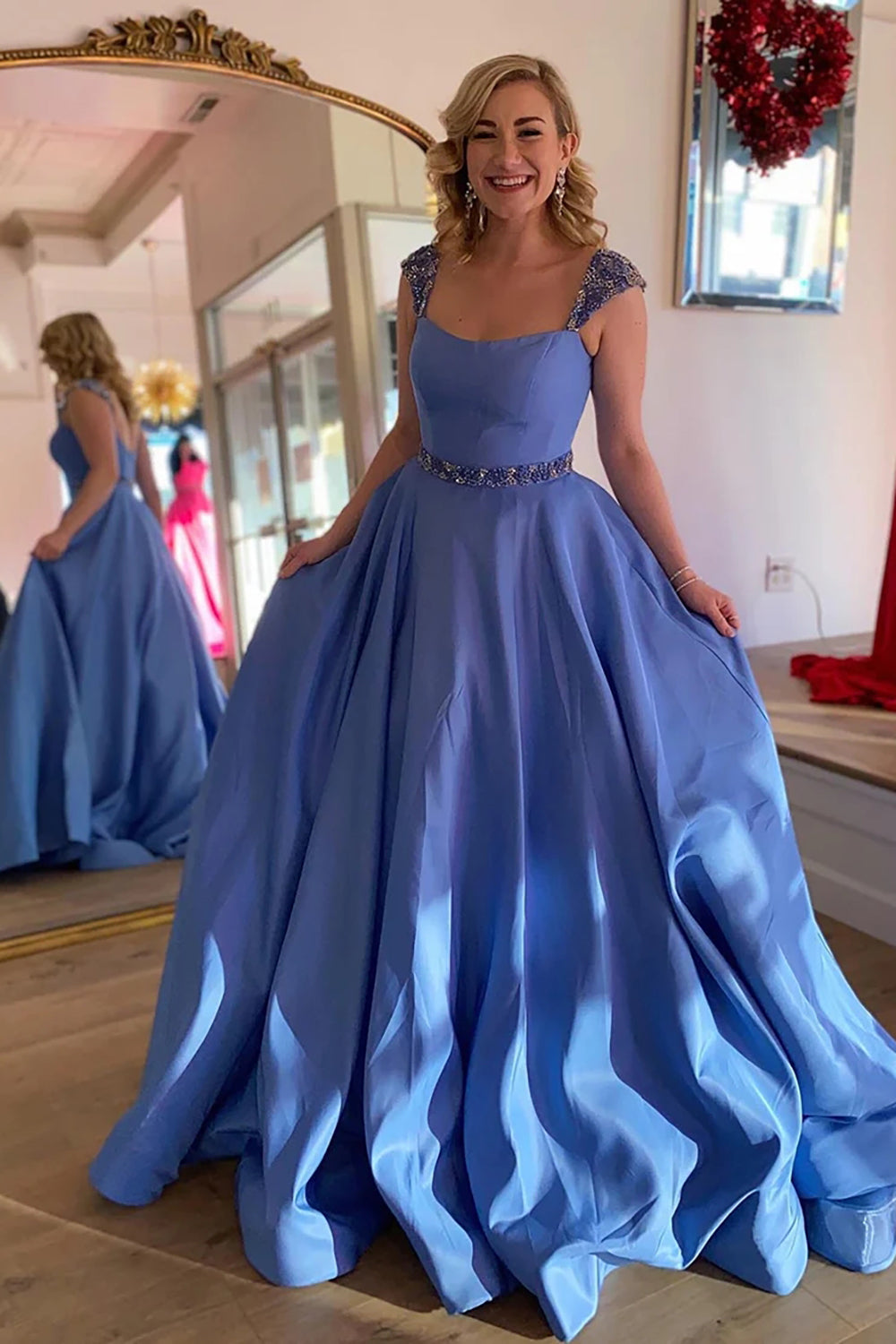 Long A-line Prom Dress in Elegant Blue Lavender