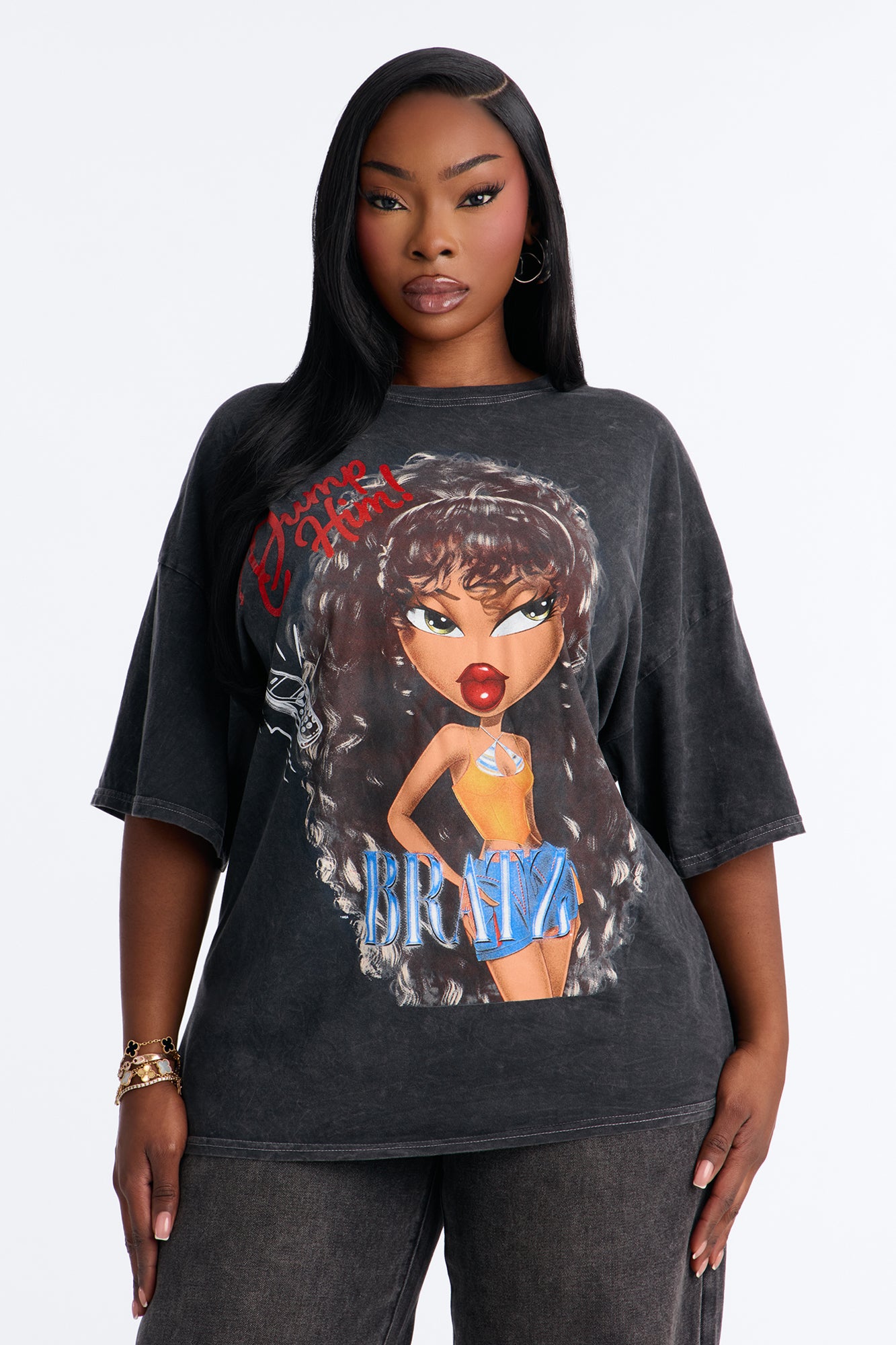 Bratz Dump Him Washed Tee - Black