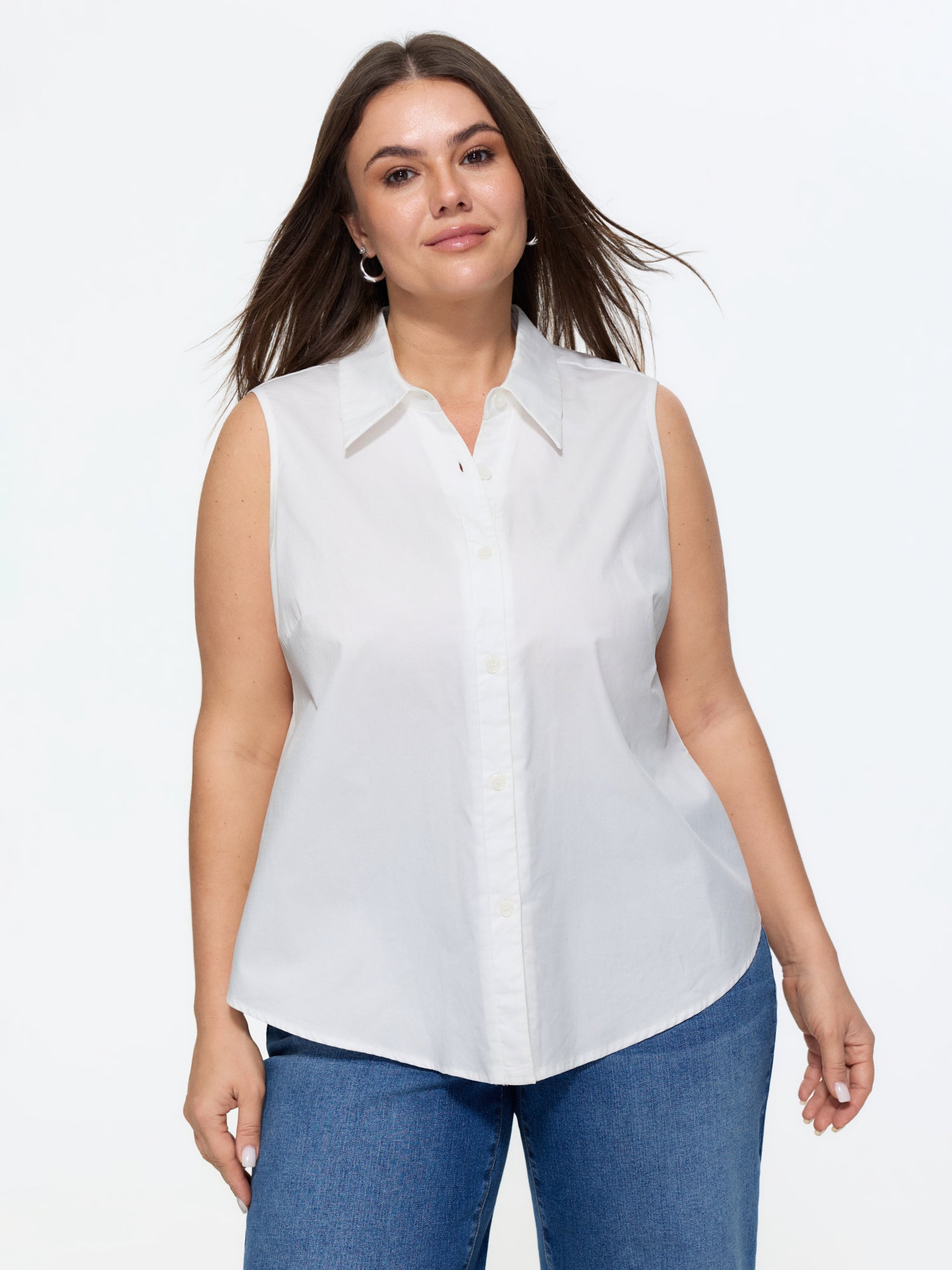 Cotton Collared Sleeveless Fitted Tank Top