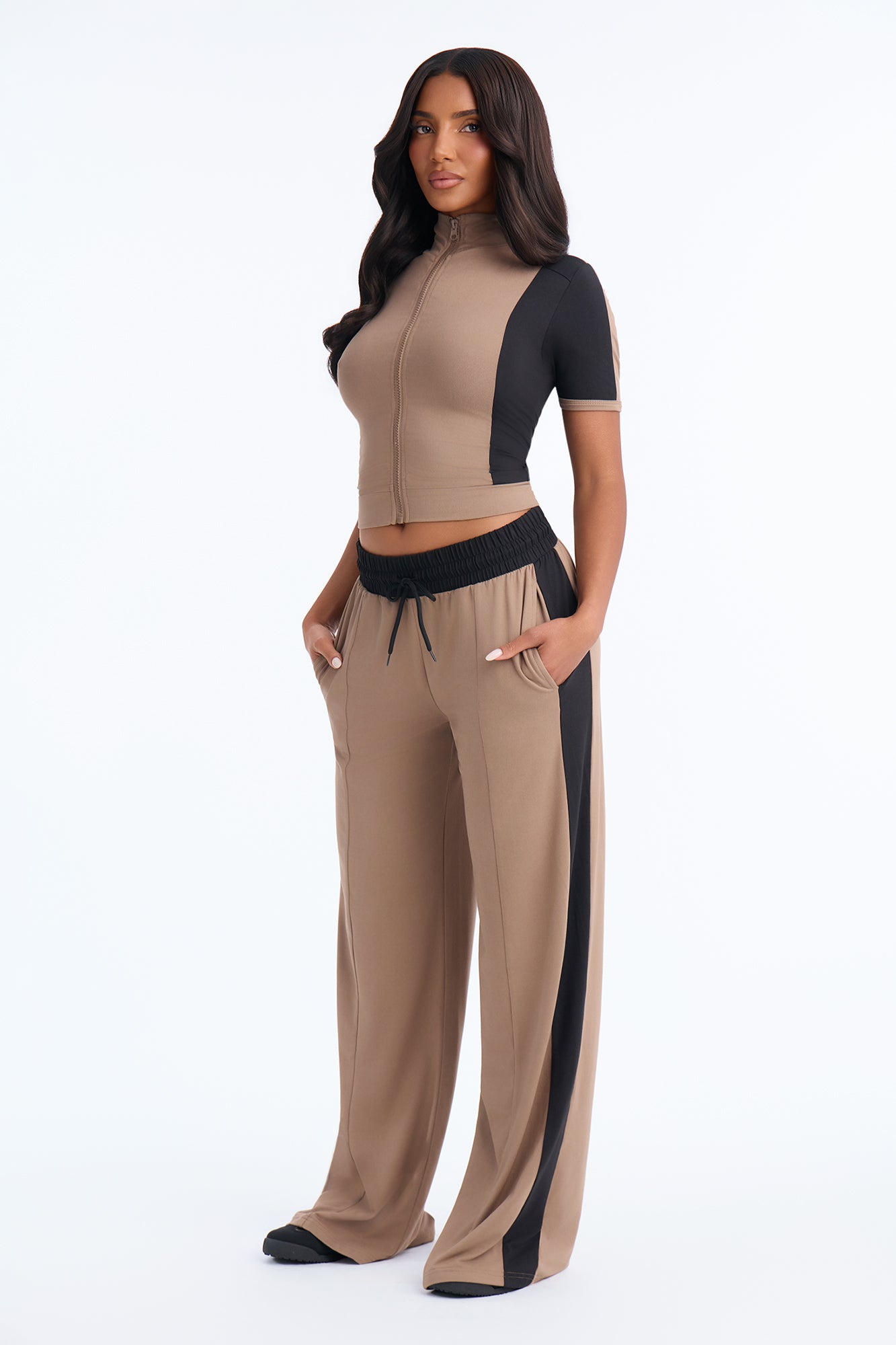 Afternoon Stroll Pant Set - Taupe/combo