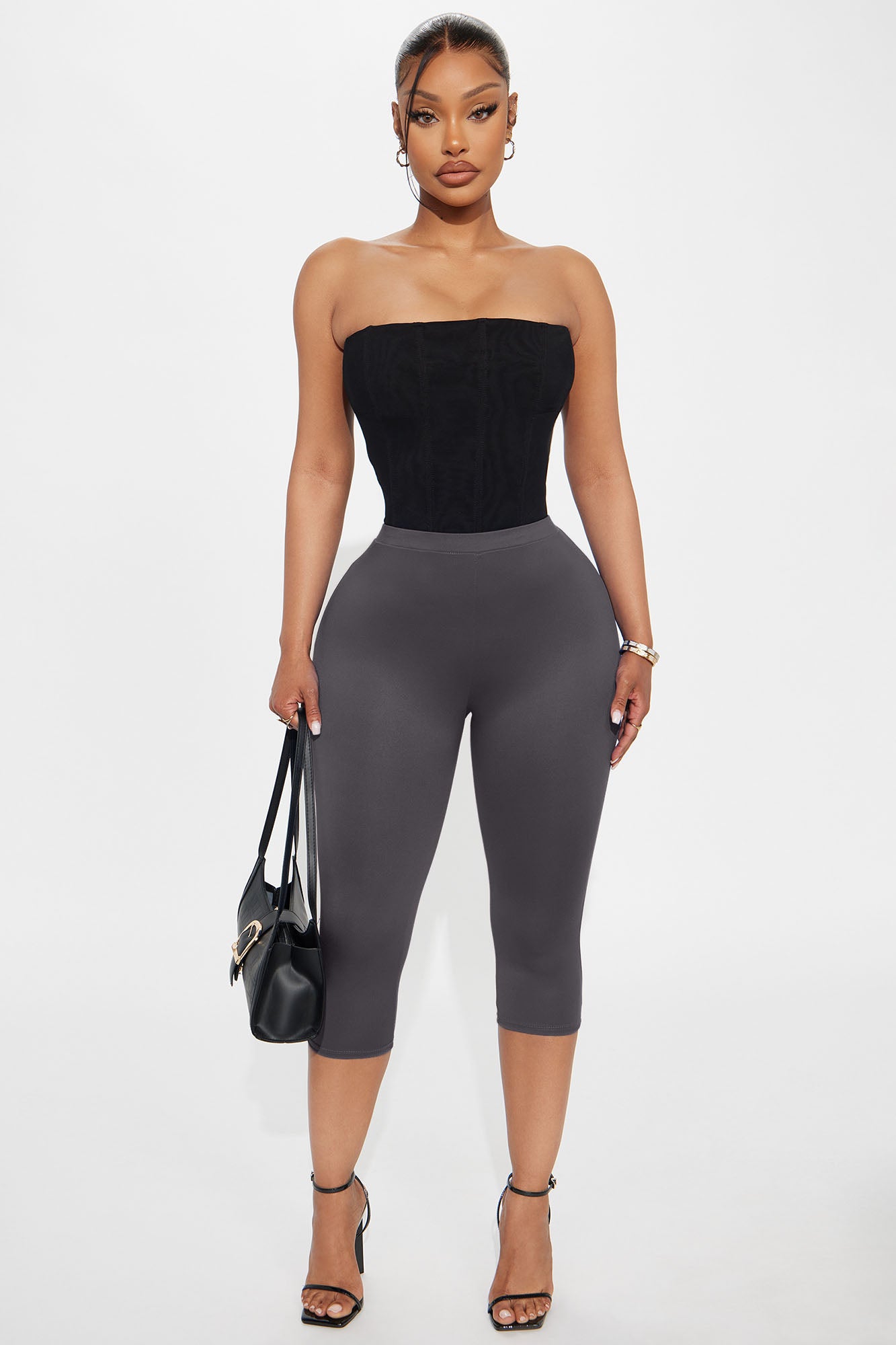 Just A Sip Capri Legging - Charcoal