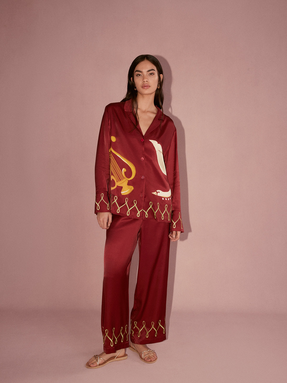 Cady Merlot Cygnus And Lyra Embroidered Shirt