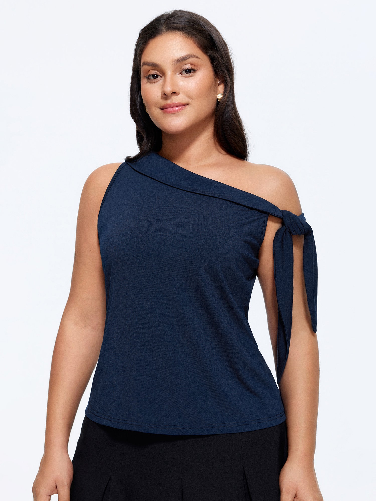 Stretchy One-Shoulder Tie T-Shirt