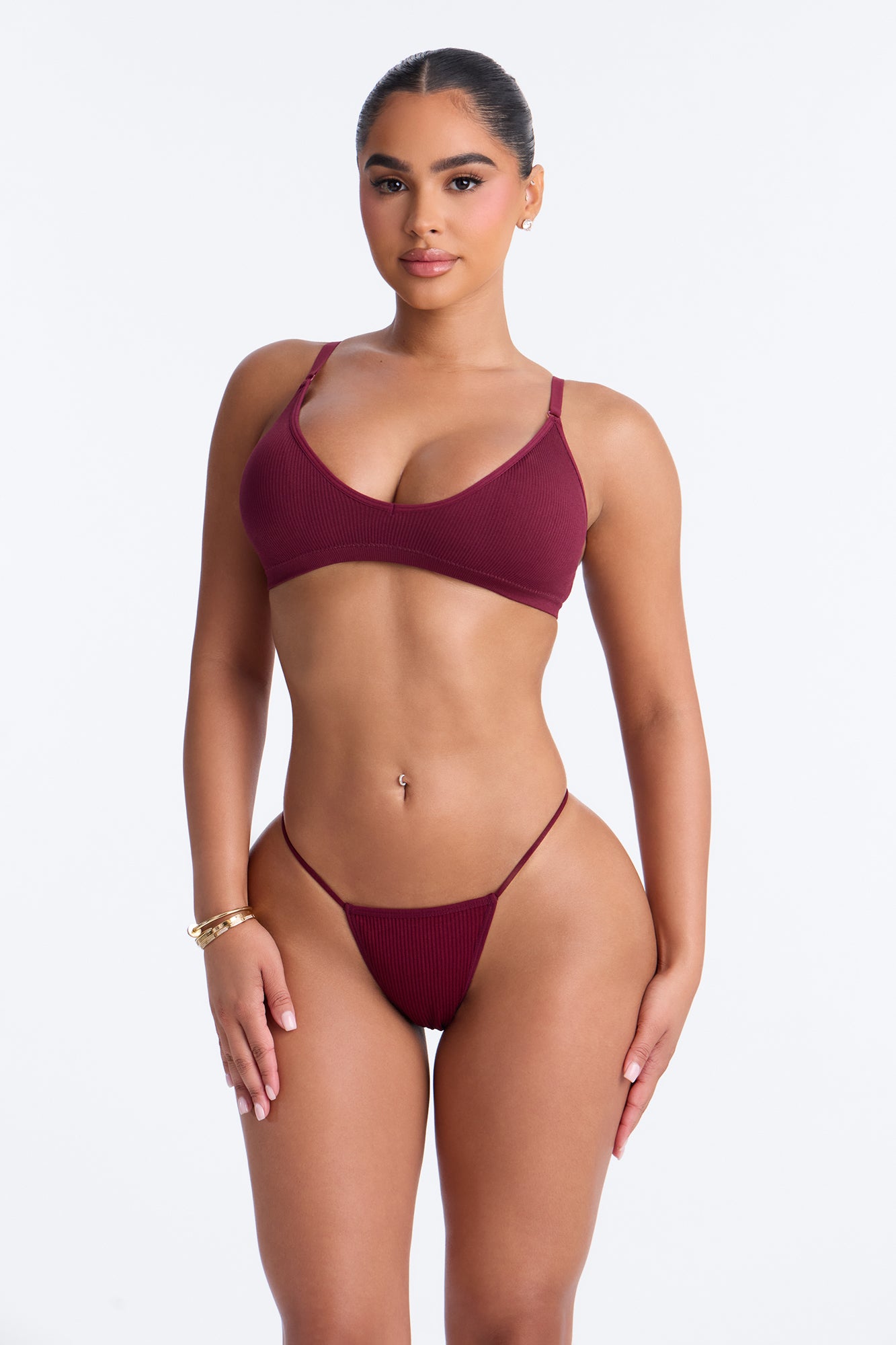 Wirefree Seamless Ribbed Comfort Bralette - Burgundy