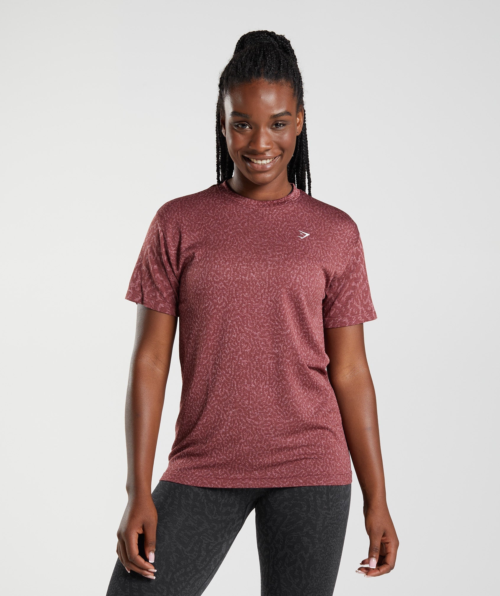 Gymshark Adapt Animal Seamless T-Shirt - Cherry Brown/Sweet Pink