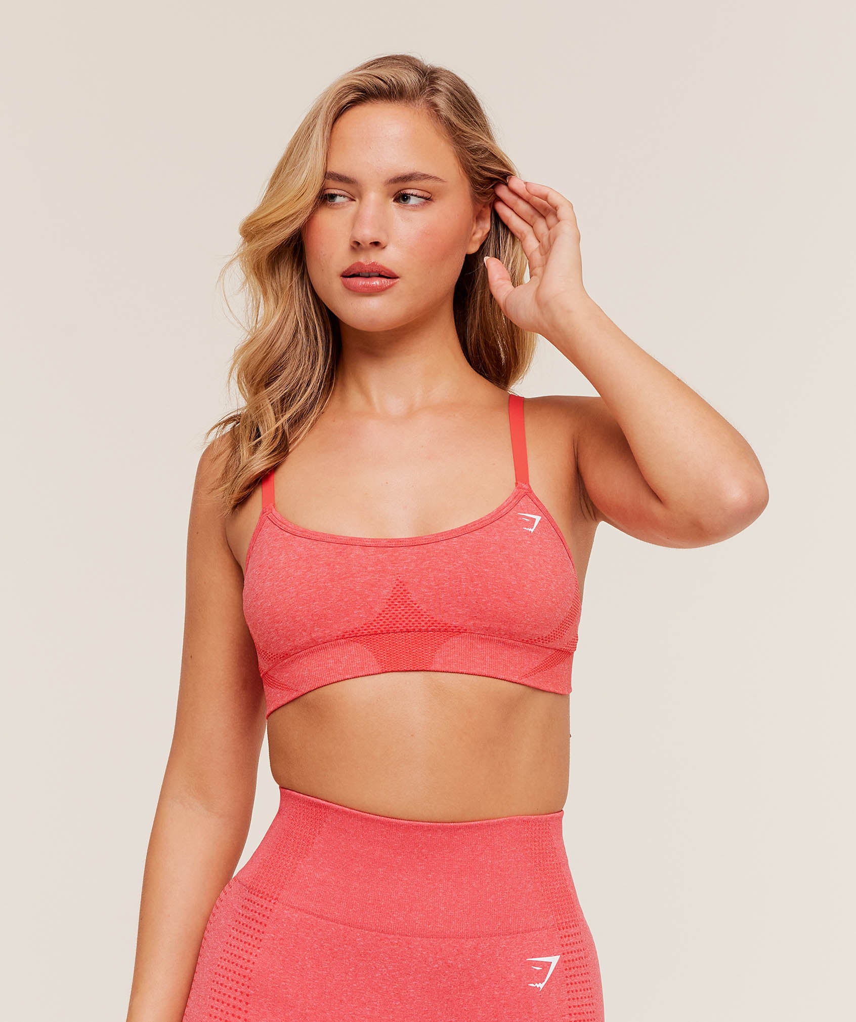 Gymshark Vital Seamless Minimal Sports Bra - Coral Red/Marl
