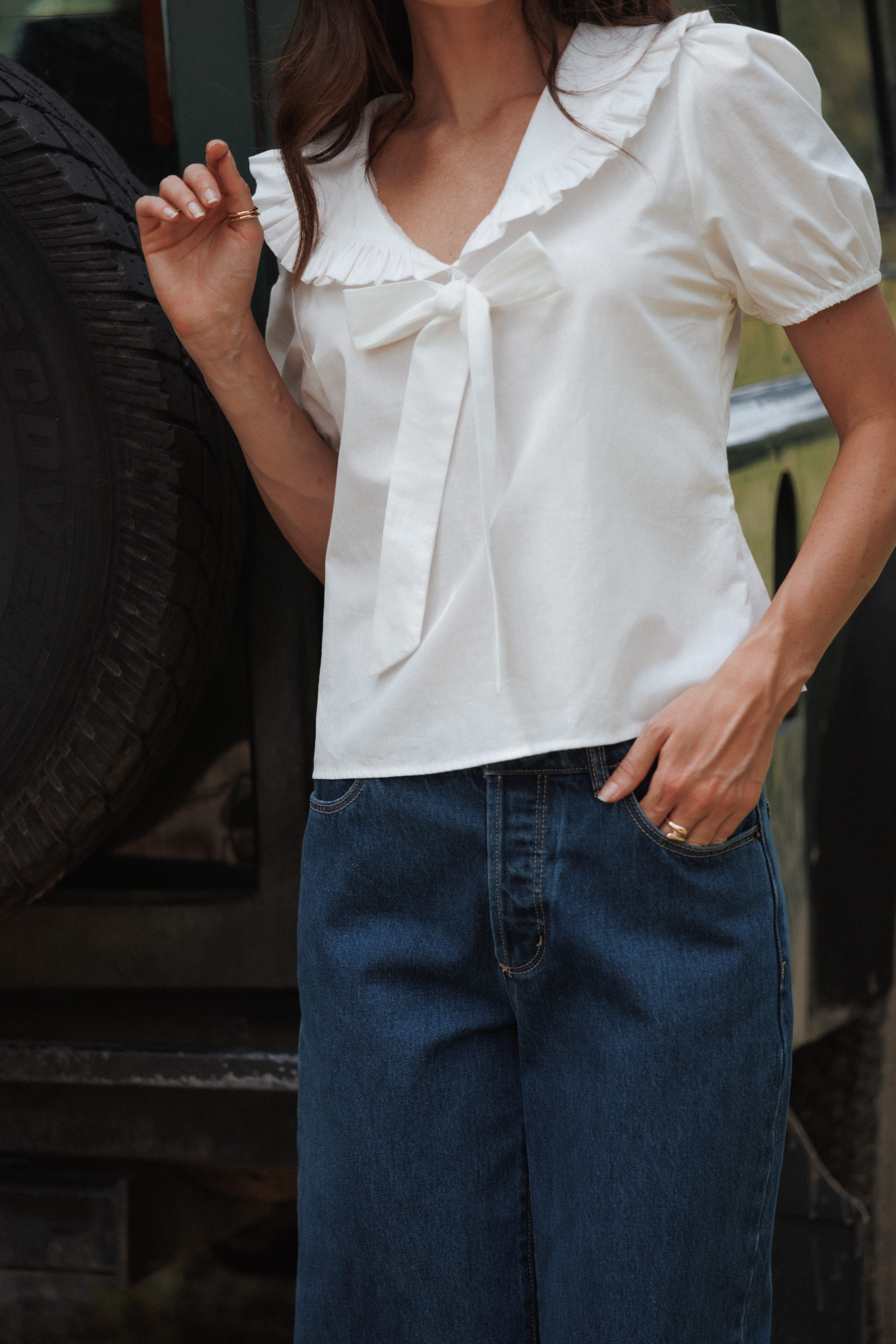 Fleming Frill Collar Shirt - White