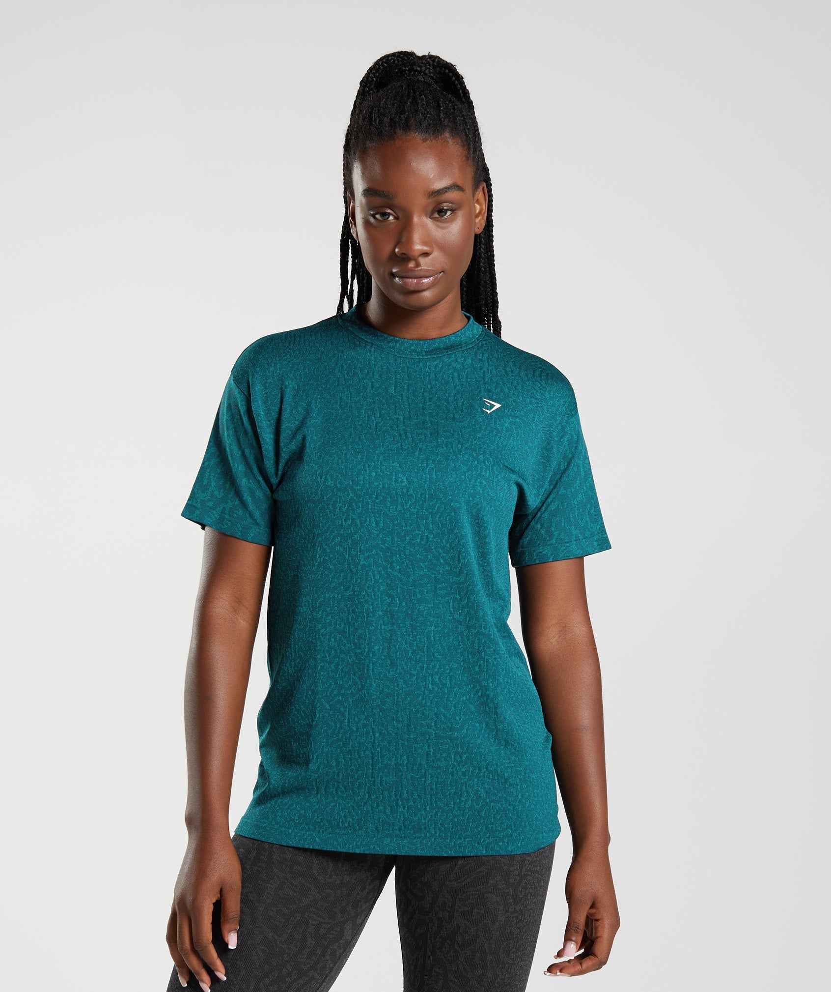 Gymshark Adapt Animal Seamless T-Shirt - Winter Teal/Rich Teal