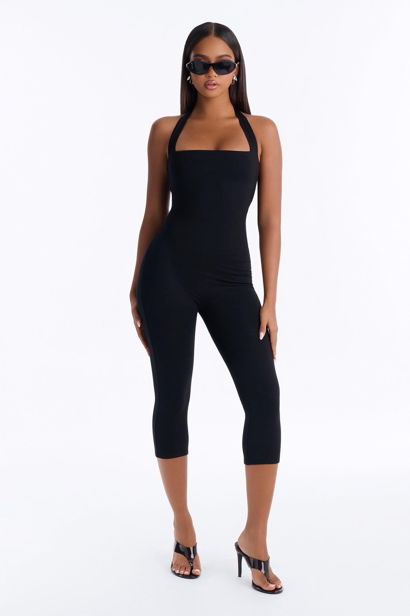 Ria Premium Modal Capri Jumpsuit - Black