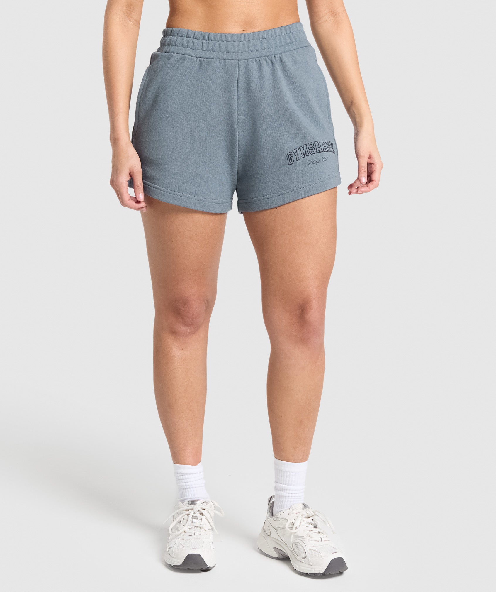 Gymshark Campus Classics Graphic Sweat Shortss - Iron Blue