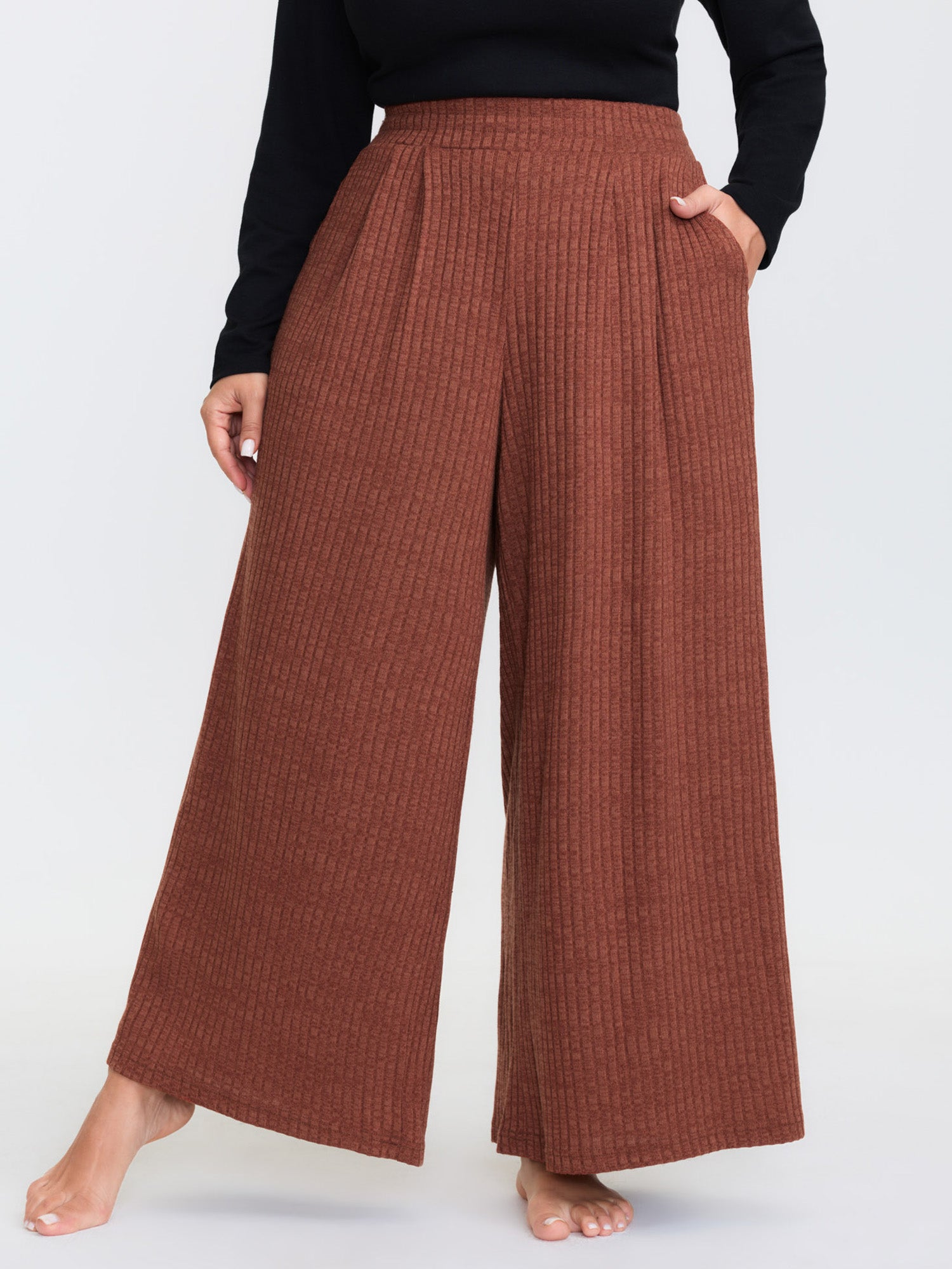Color Mix Knit Textured Lounge Bottoms