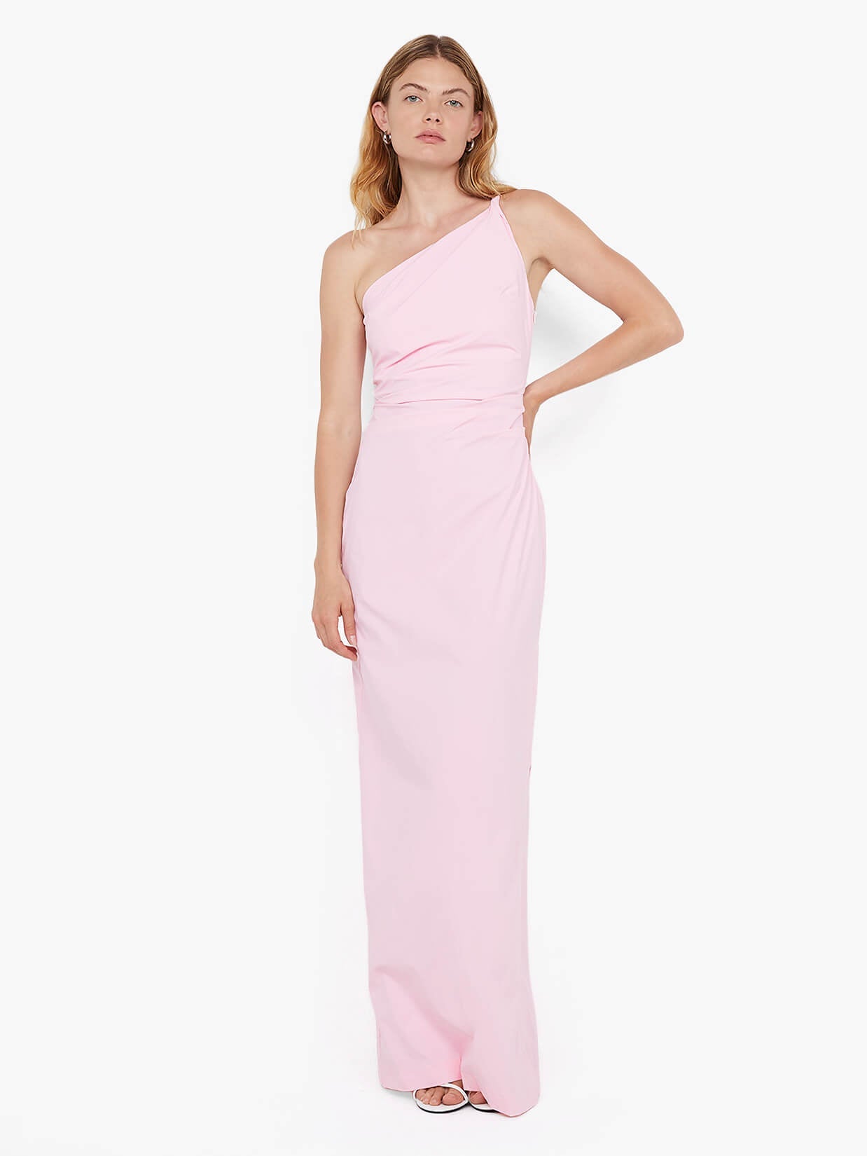 APOLLINE ASYM MAXI DRESS - POWDER PINK