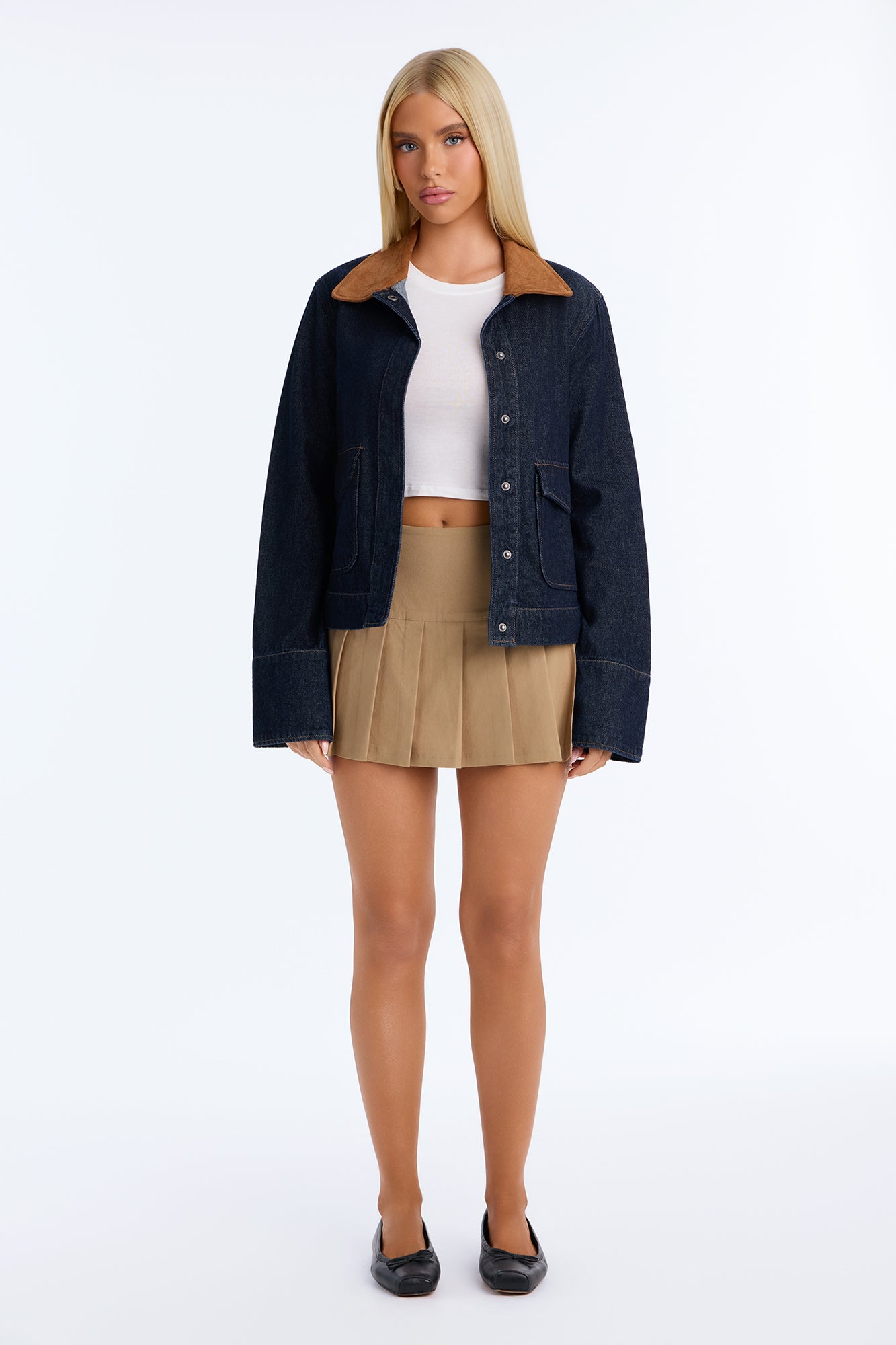 Good Days Pleated Slit Skort - Khaki