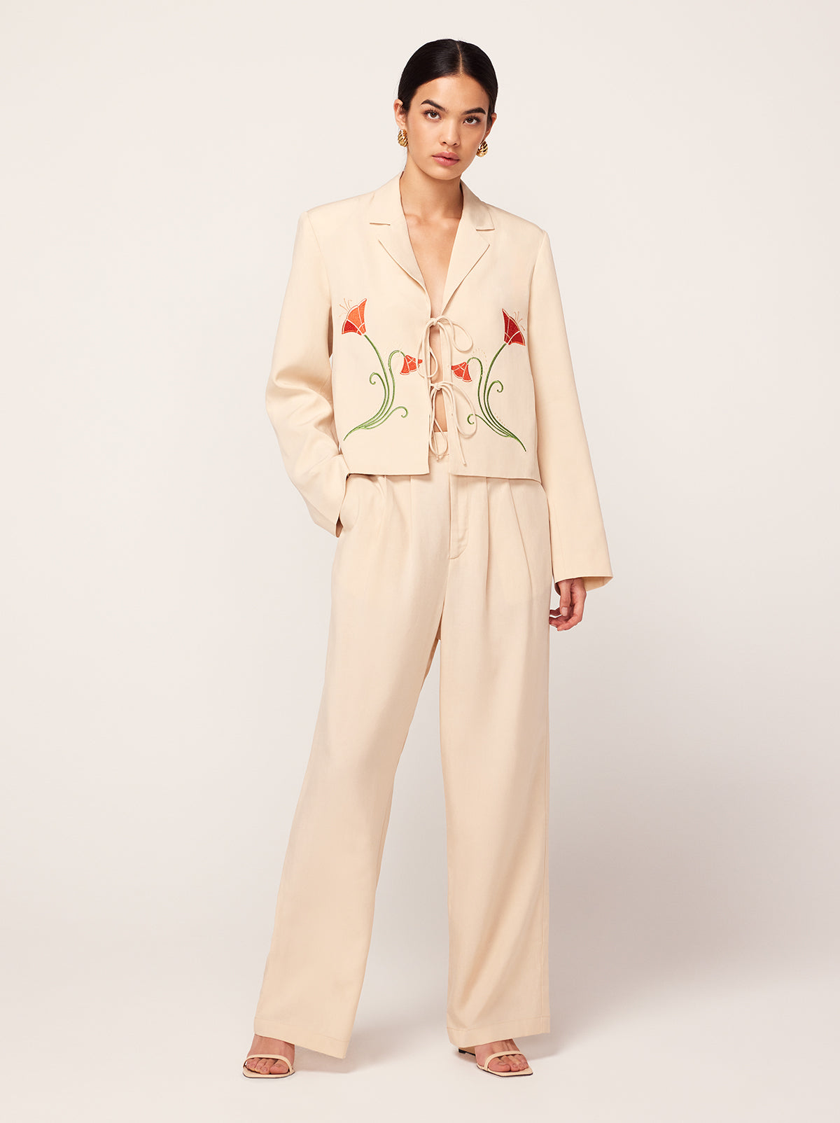 Edith Sand Pleated Front Trousers