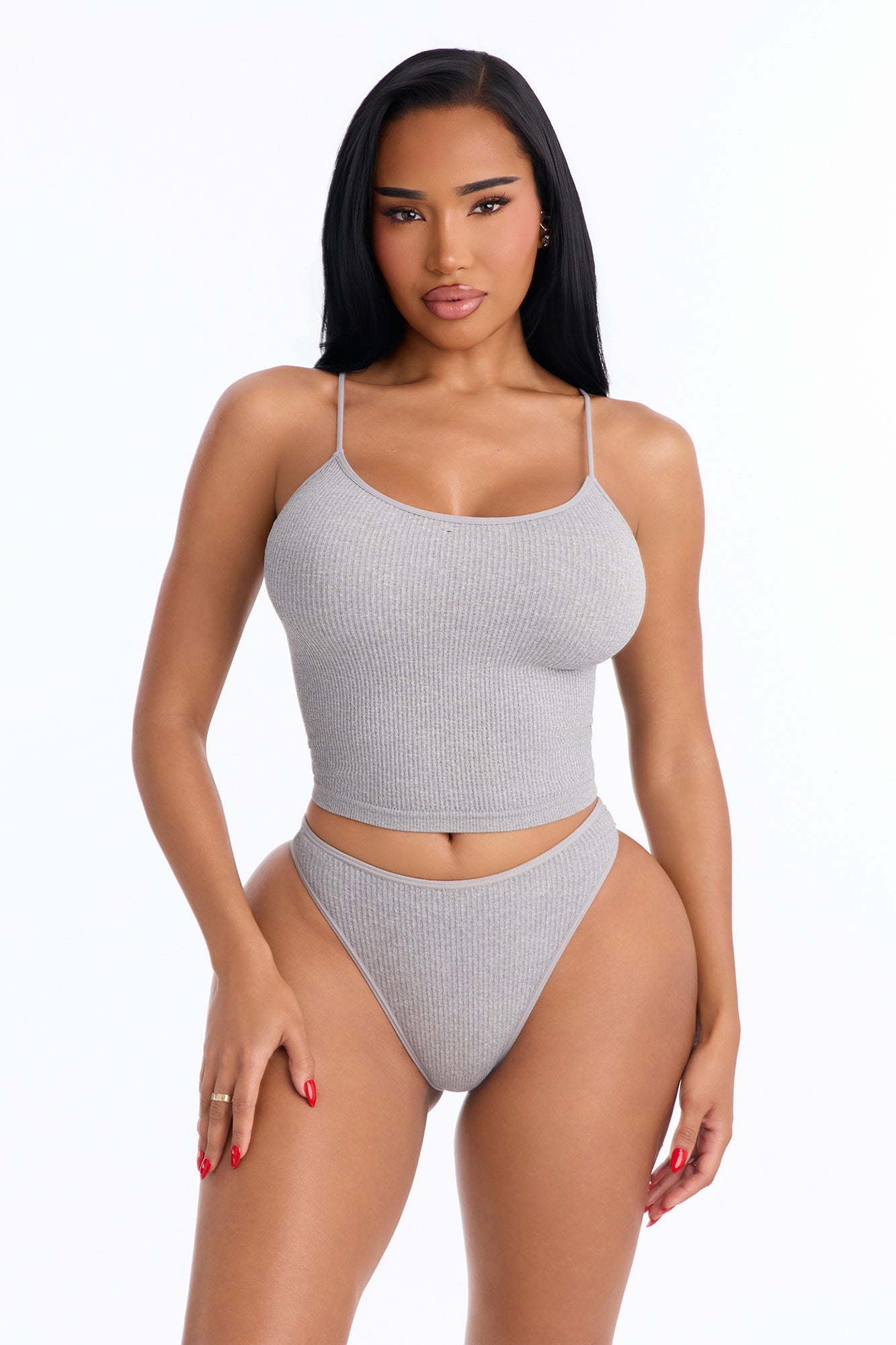 Seamless Ribbed Comfort Cami Bralette Tank - Heather Grey