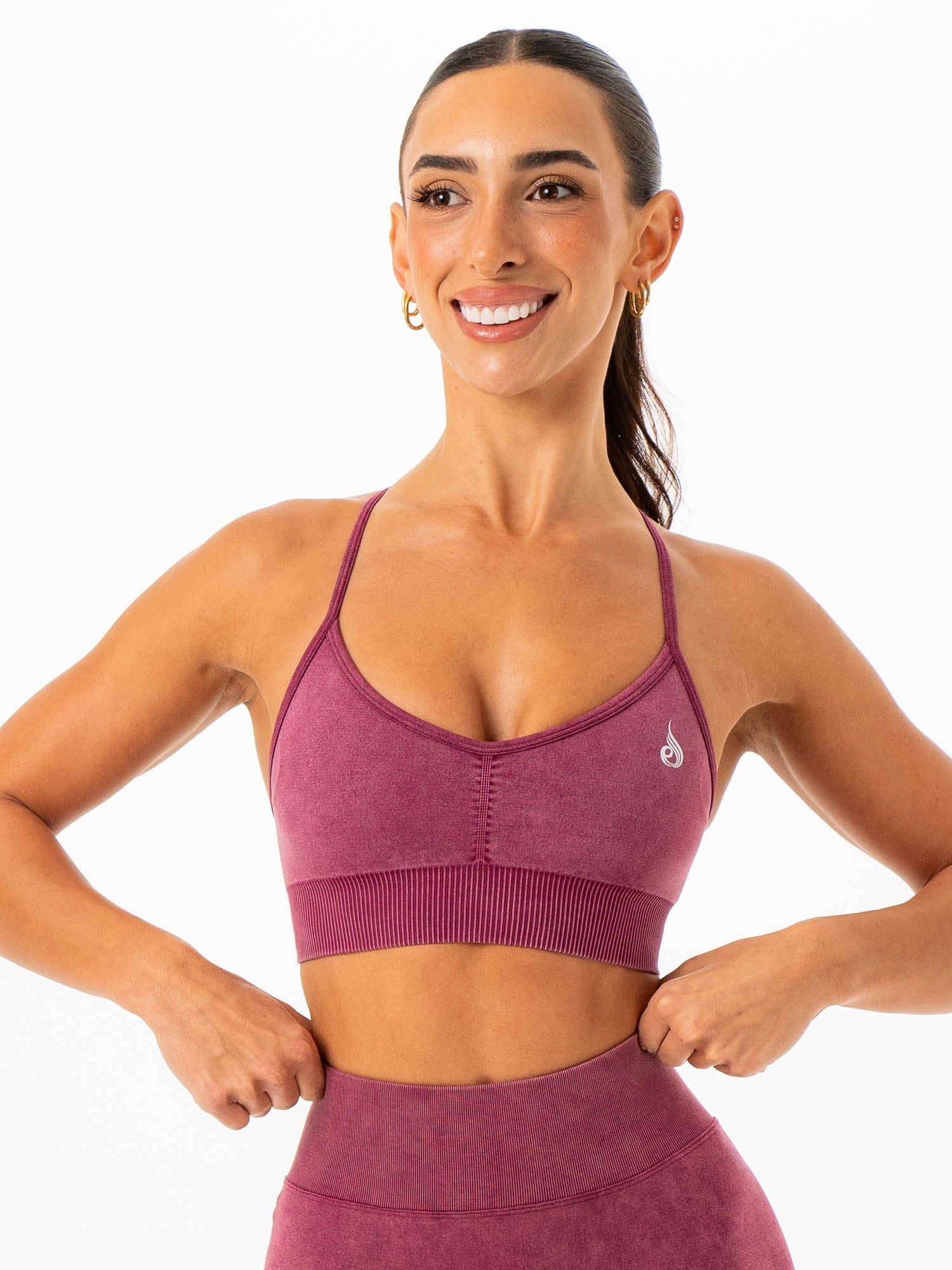 Stonewash Seamless Sports Bra - Wine Stonewash