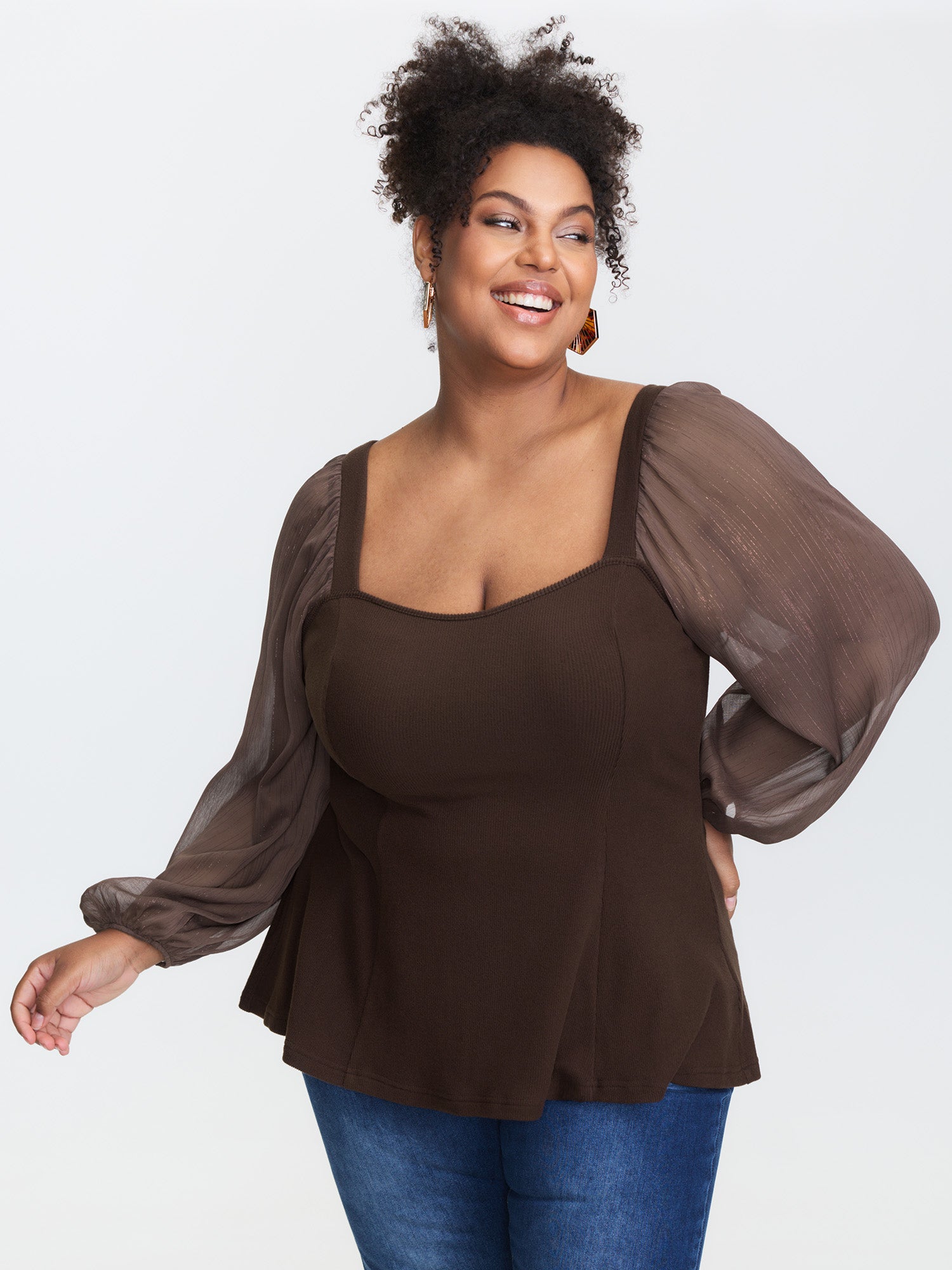 Stretchy Ribbed Luxe Back-Tie Knit Top