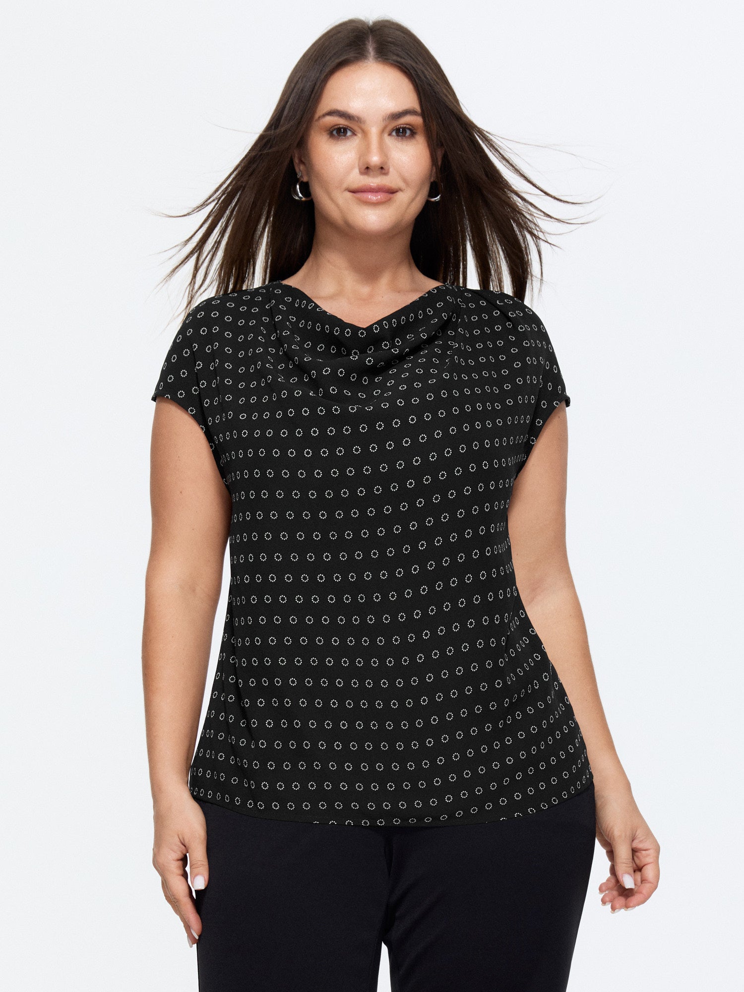 Floral Print Cowl Neckline Blouse