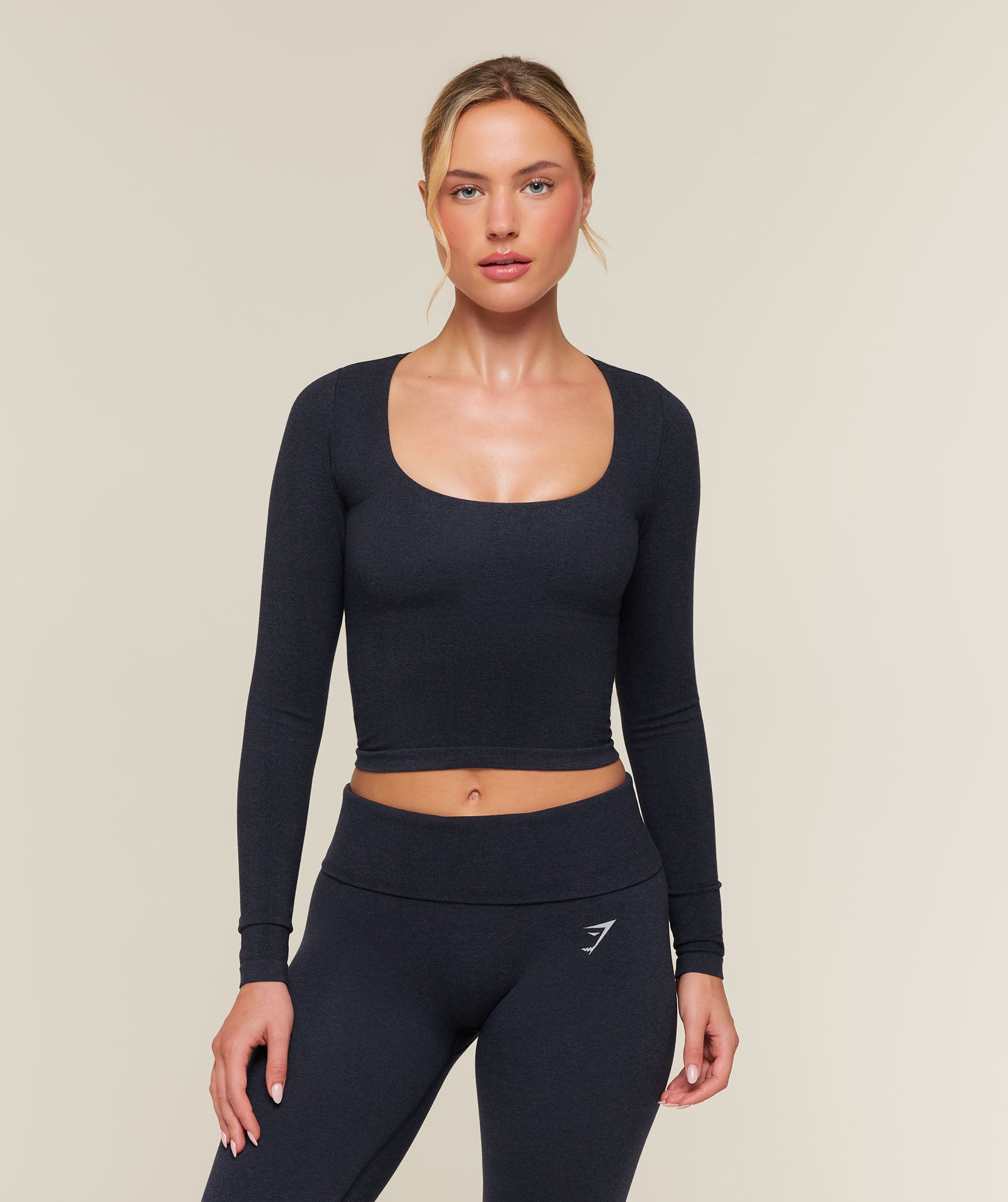 Gymshark CottonMove™ Midi Long Sleeve Top - Deep Blue Marl