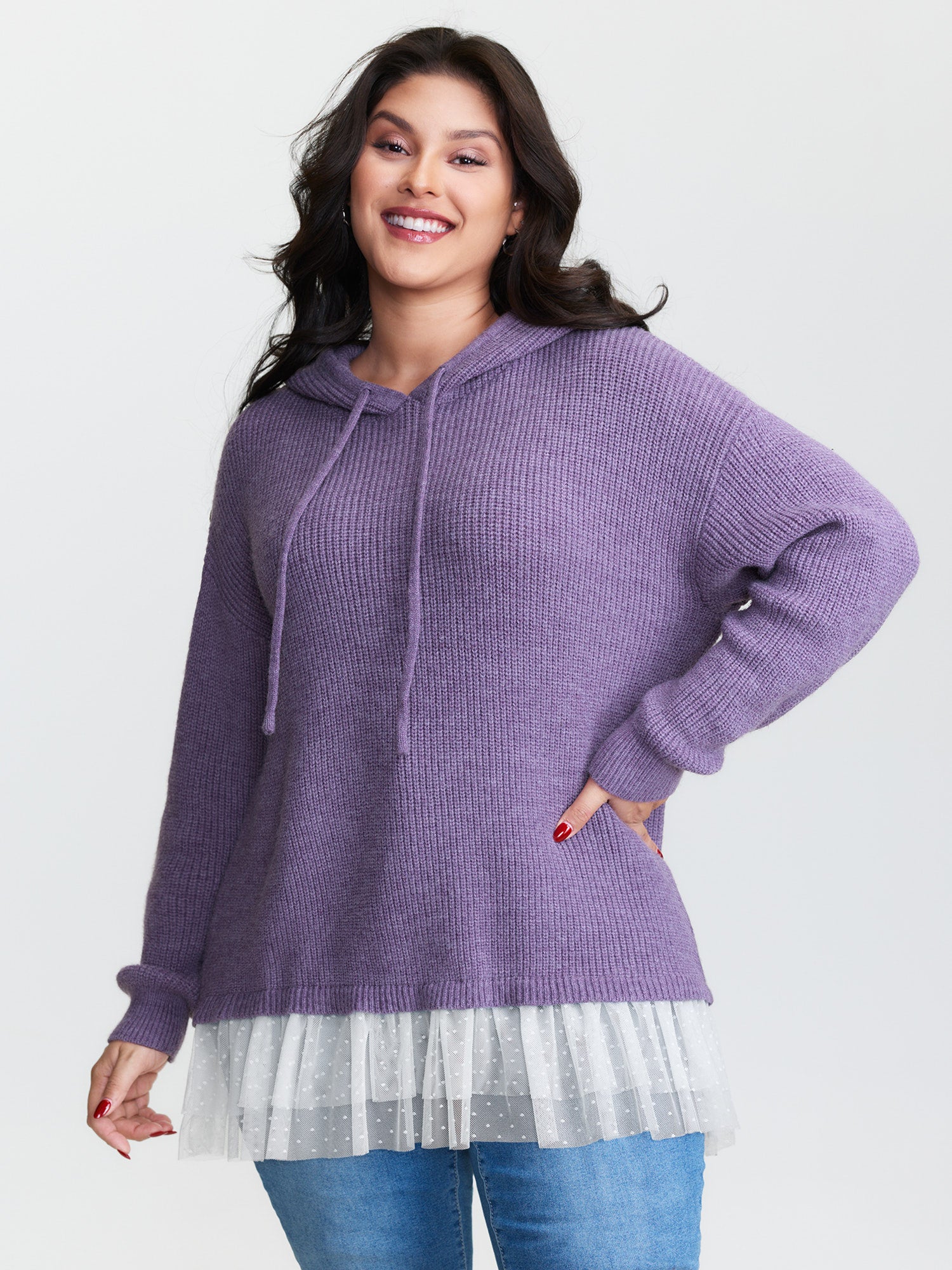 Textured Mesh Hooded Pullover