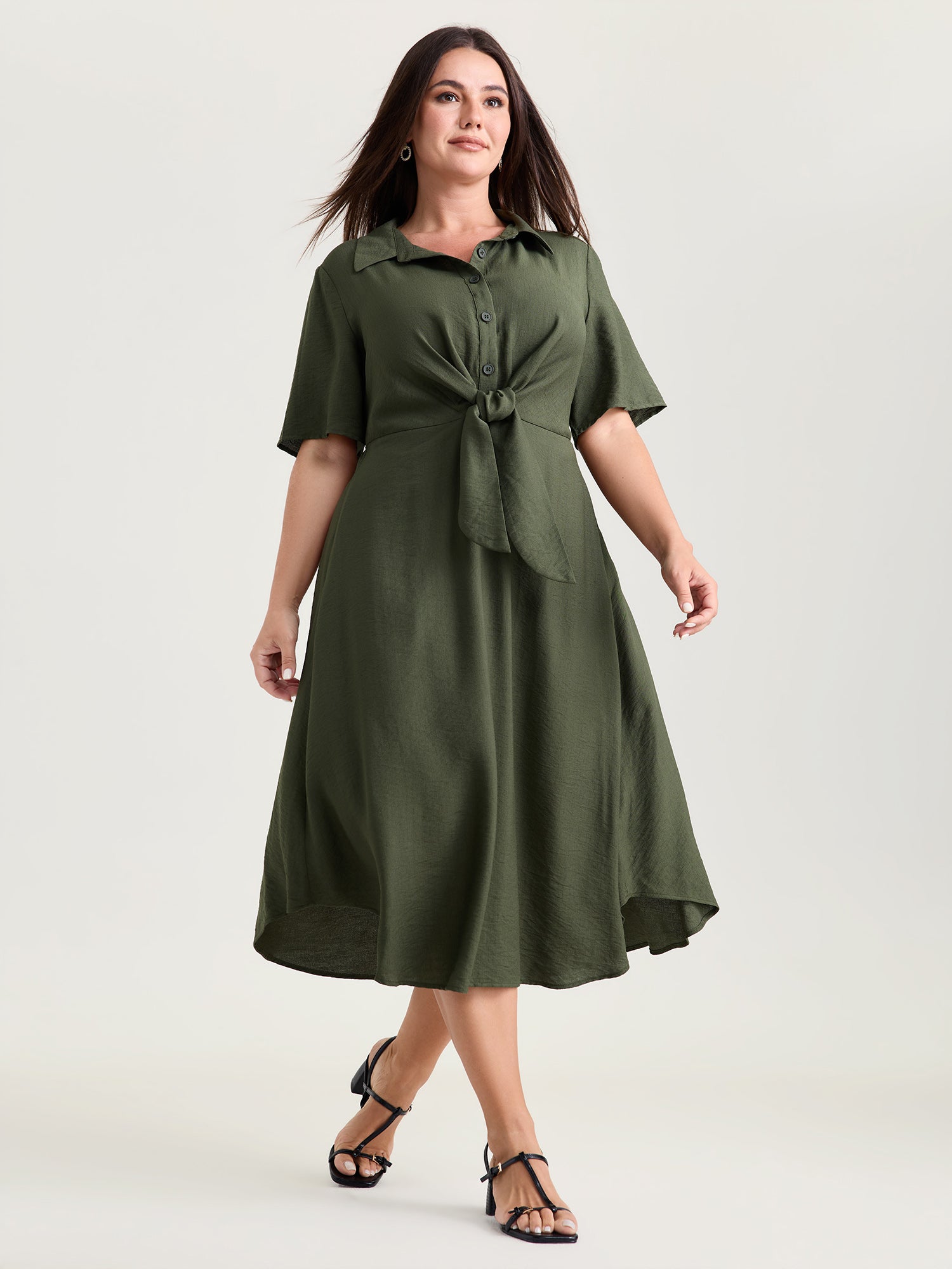 Supersoft Knotted Tie Front Midi Dress