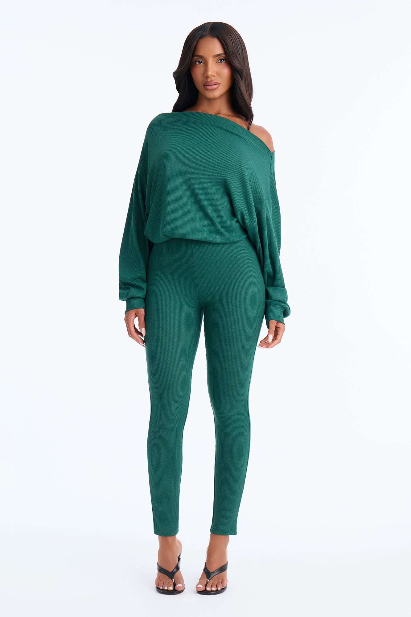 City Stroll Waffle Jumpsuit - Hunter