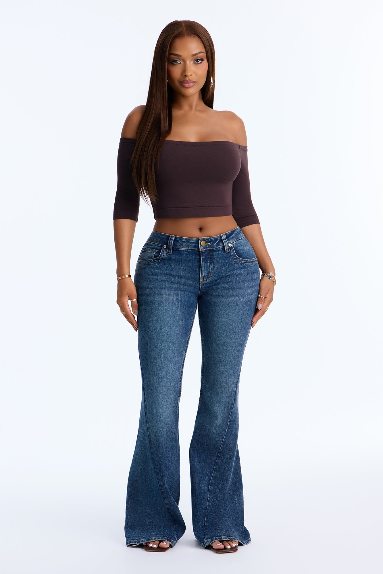 Y2K VIP Low Rise Stretch Flare Jeans - Dark Wash