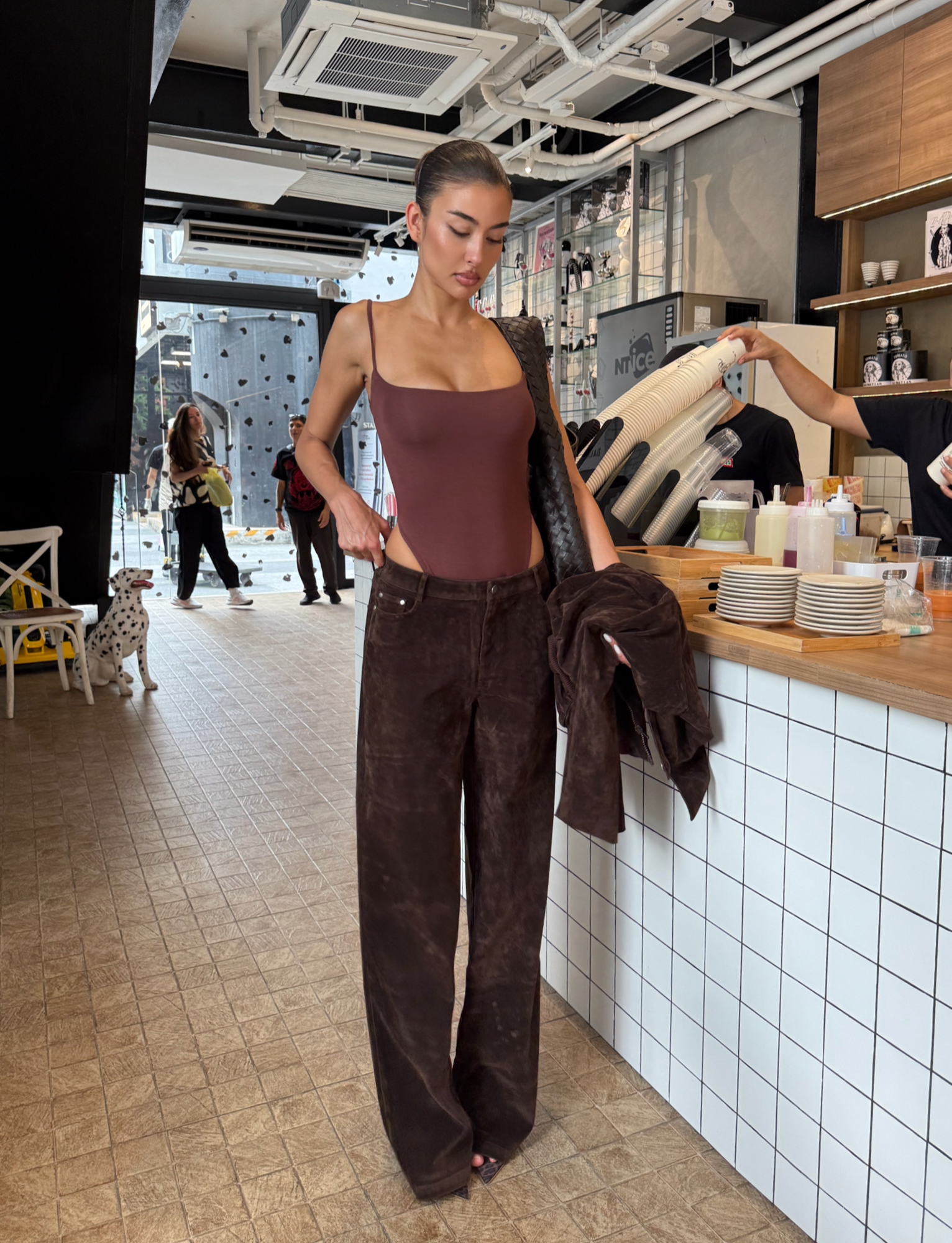 CAMELLIA PANT - CHOCOLATE SUEDE