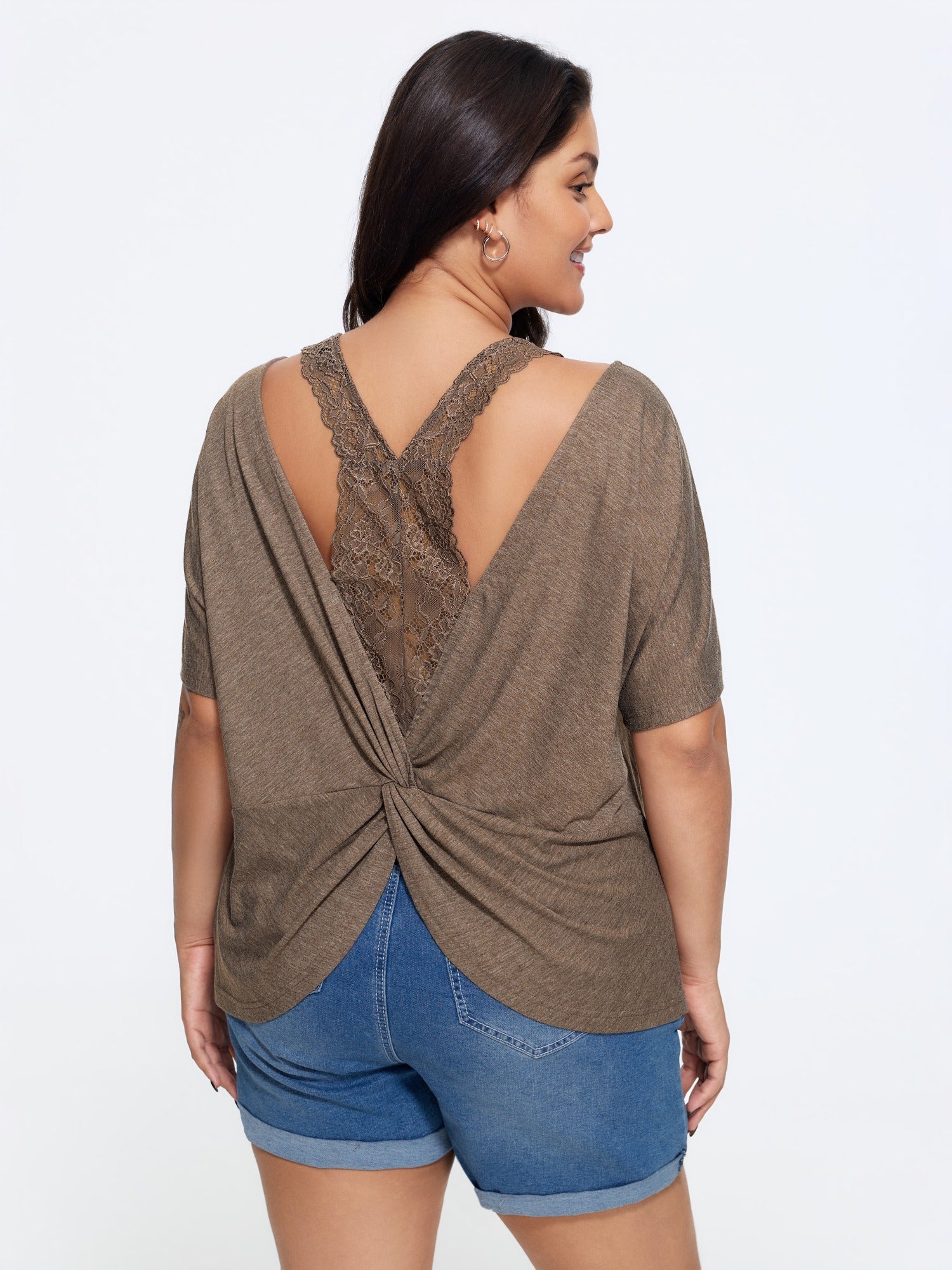 Supersoft V-Back Twist Lace Top