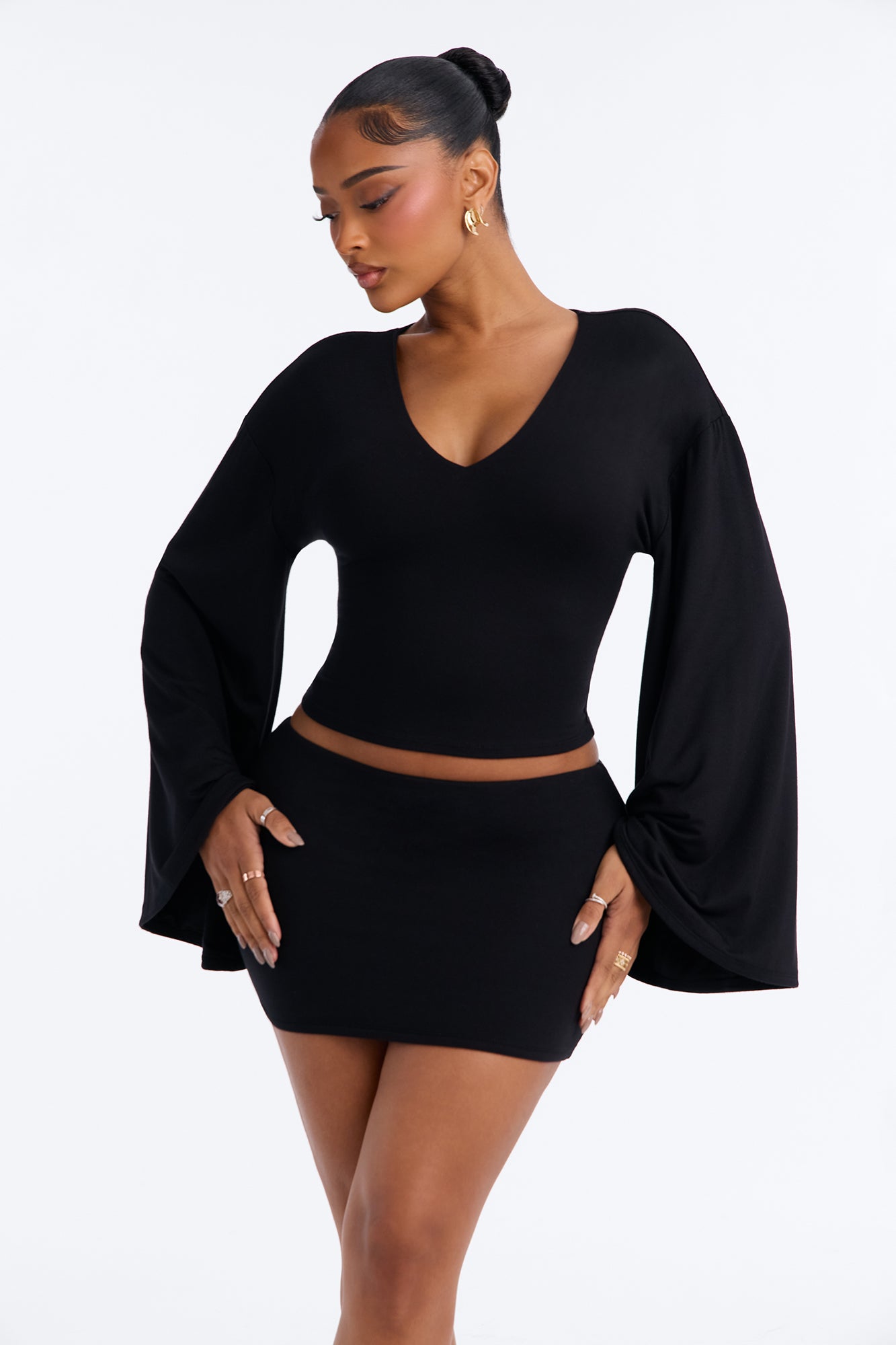 Mariah Modal Mini Skirt Set - Black