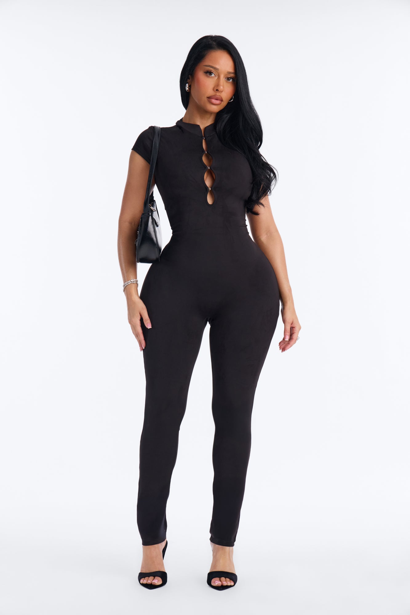 Neomi Keyhole Cut Out Catsuit - Black