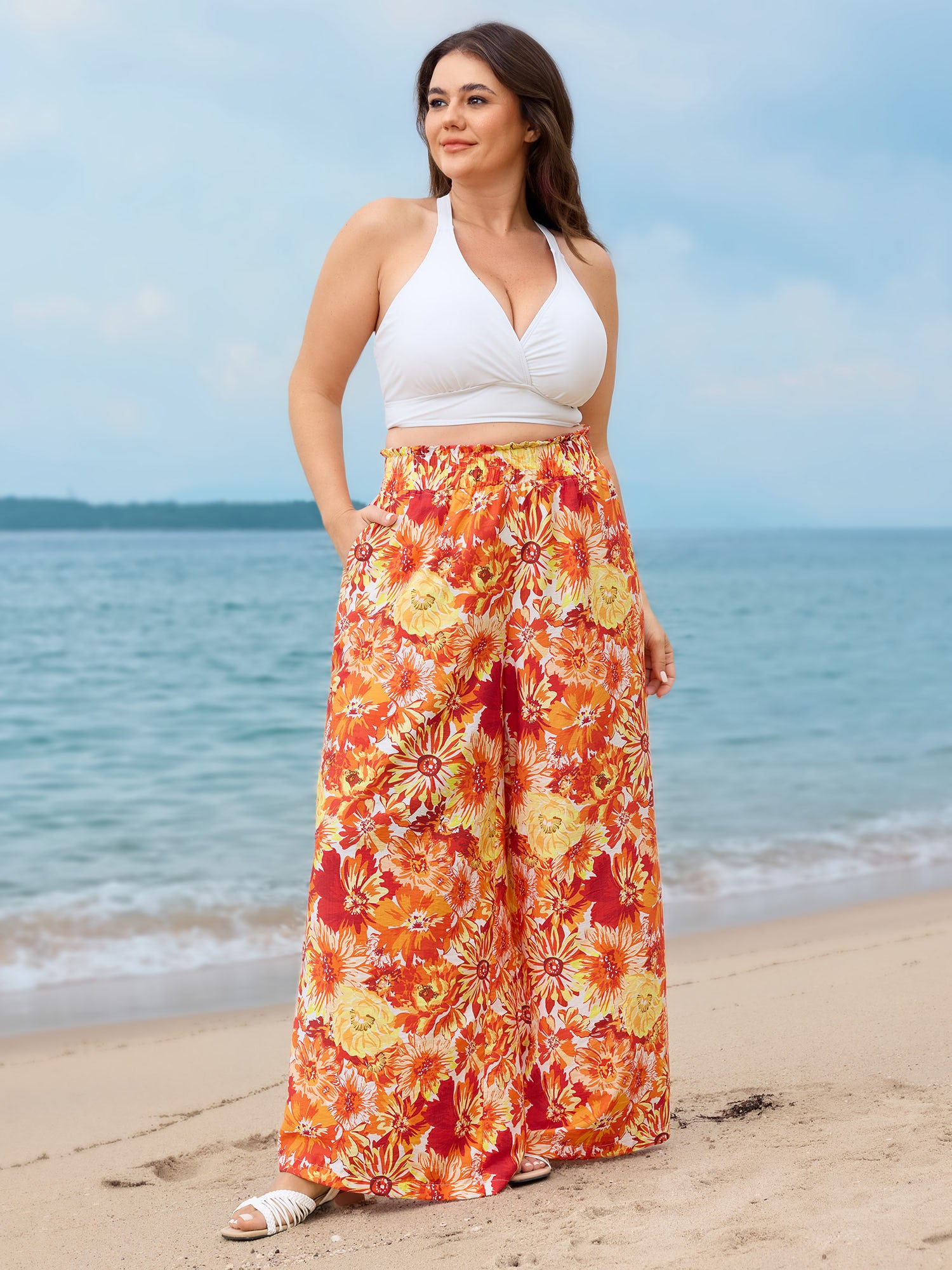 Supersoft Floral Print Straight-Leg Pants