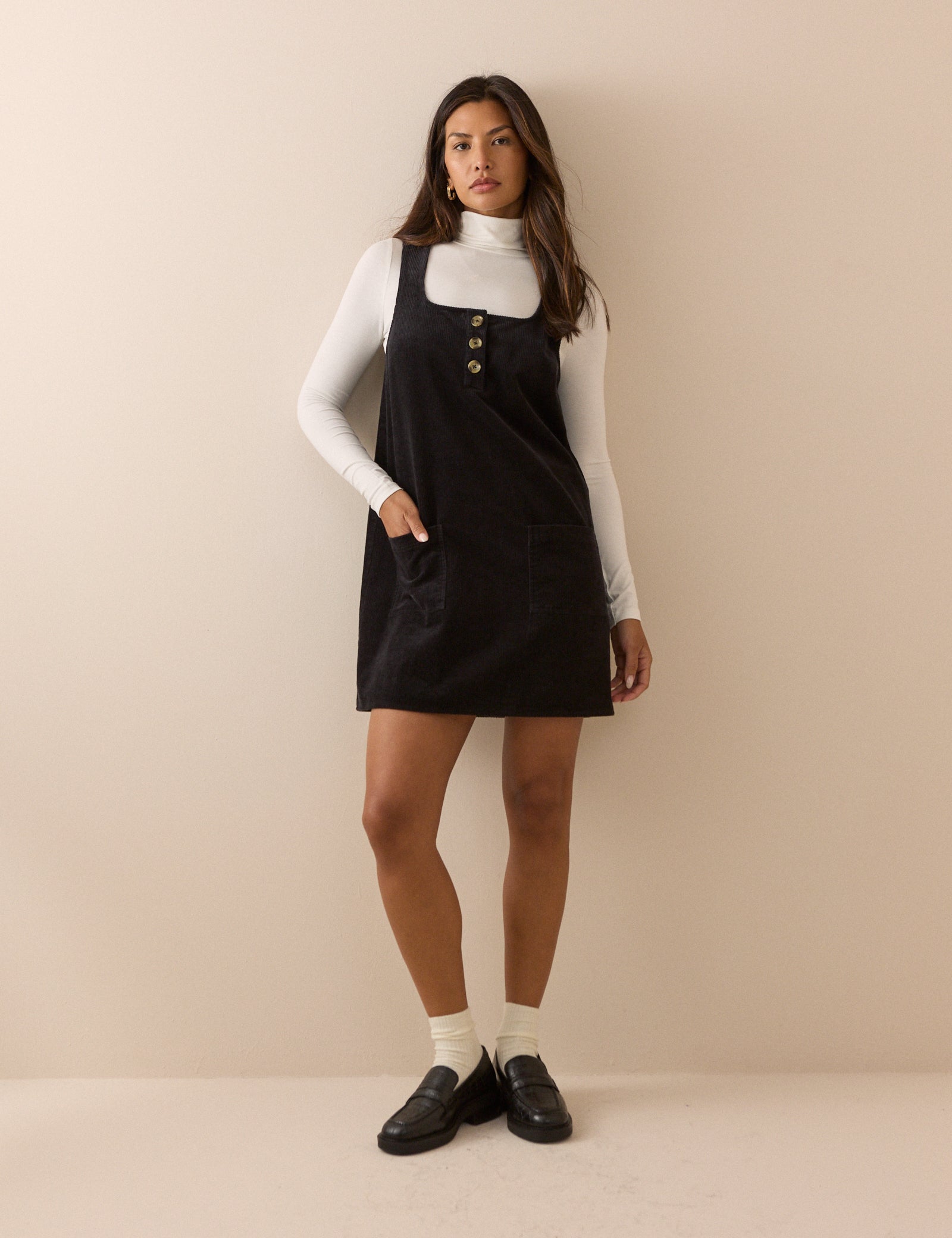 Black Cord Lacey Mini Shift Dress