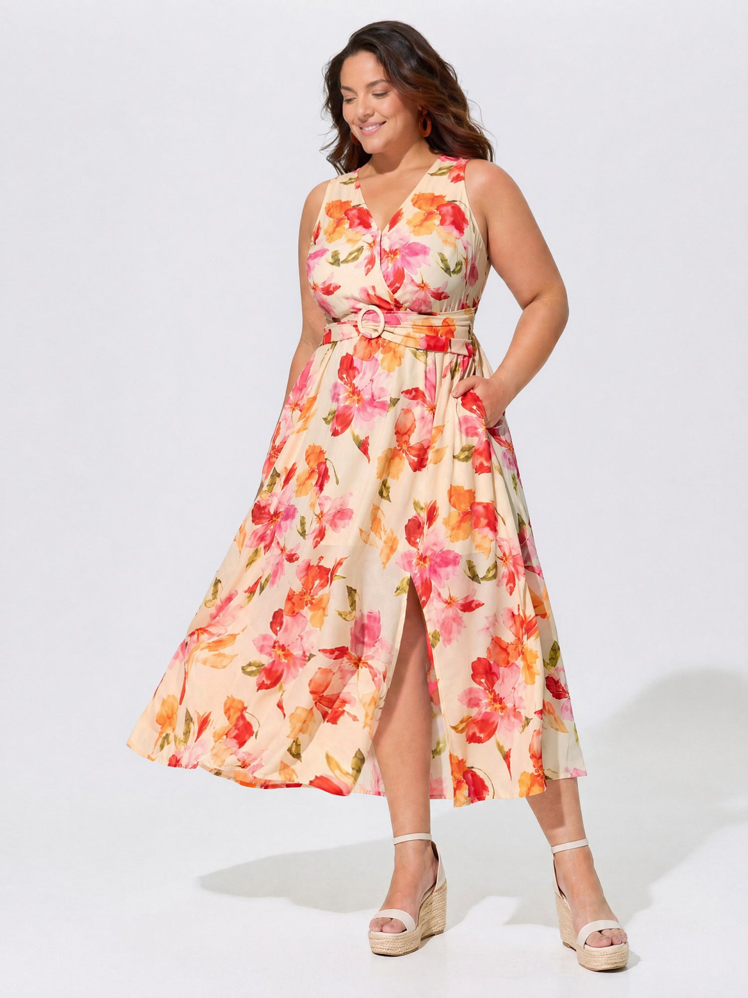 Supersoft Floral Print Split Hem Maxi Dress