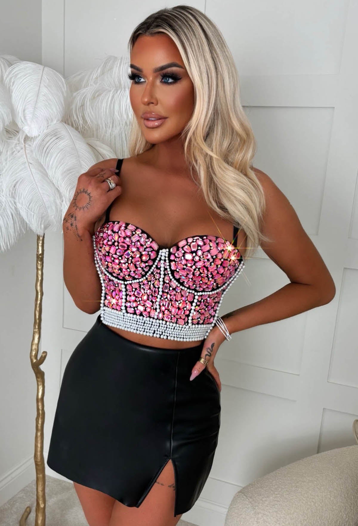 My Little Secret Black Diamond Bodice Crop Top