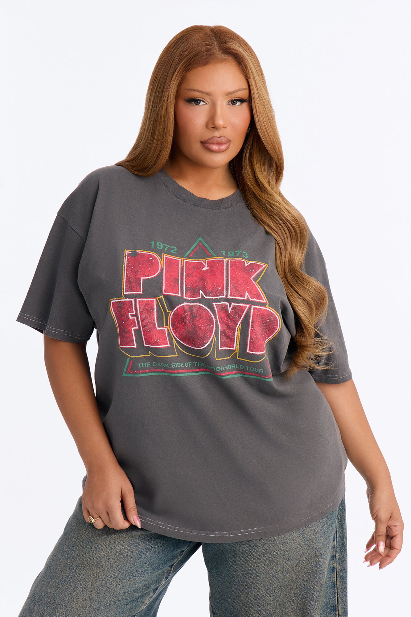 Pink Floyd Vintage Washed Oversized Tee - Charcoal