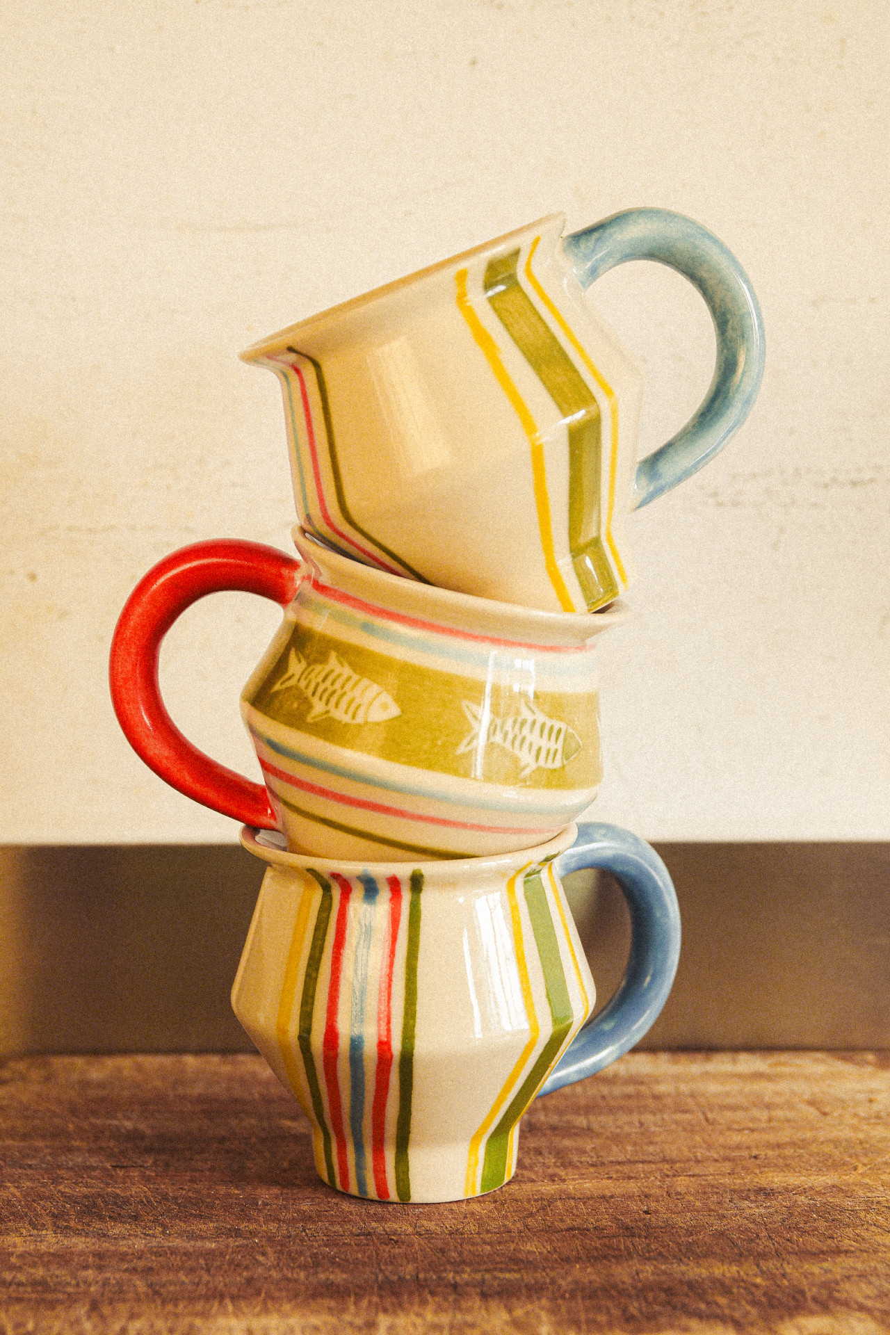 Hand Painted Angular Mug - Fish Stripes