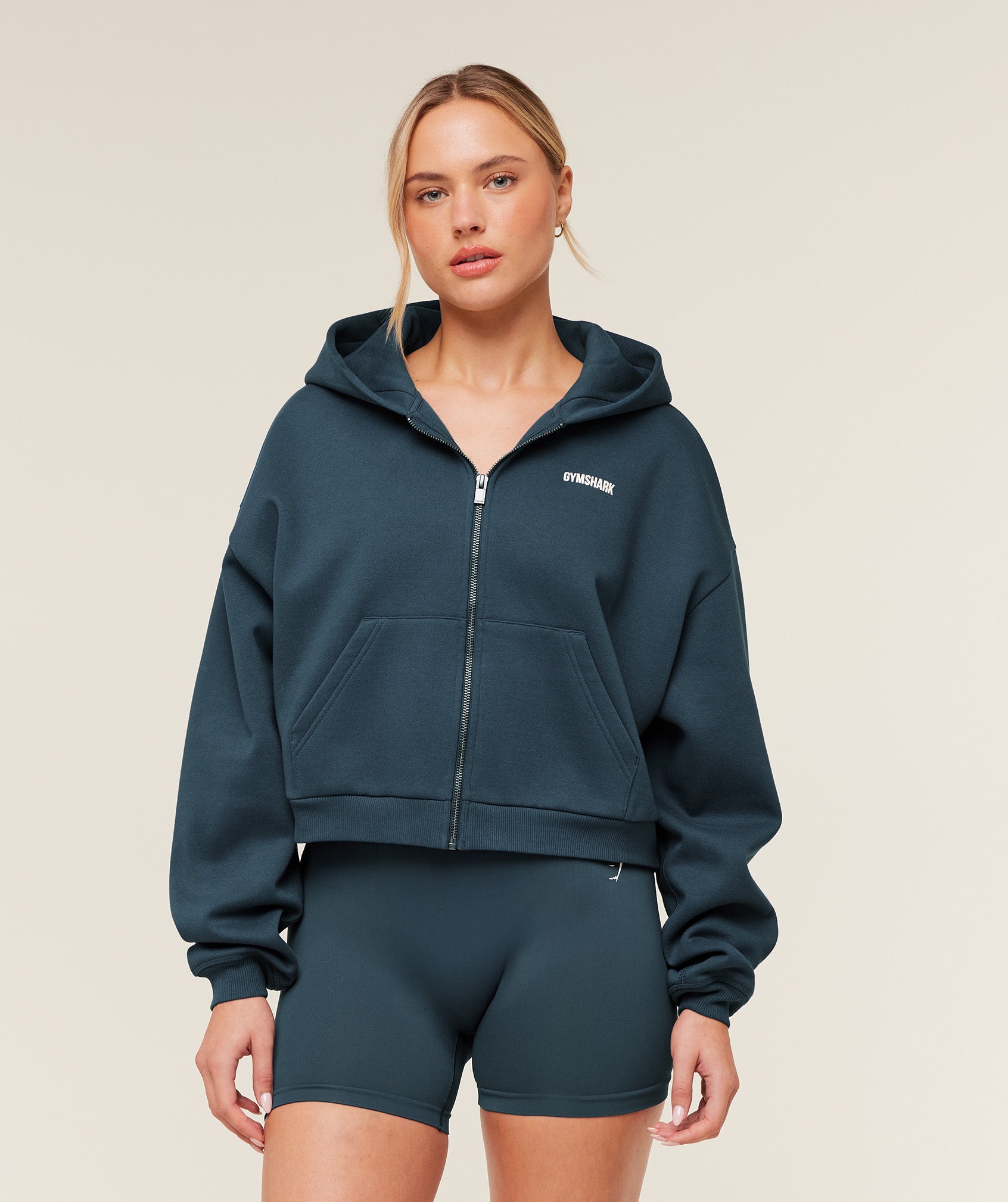 Gymshark Cosy Luxe Zip Through Hoodie - Stealth Blue