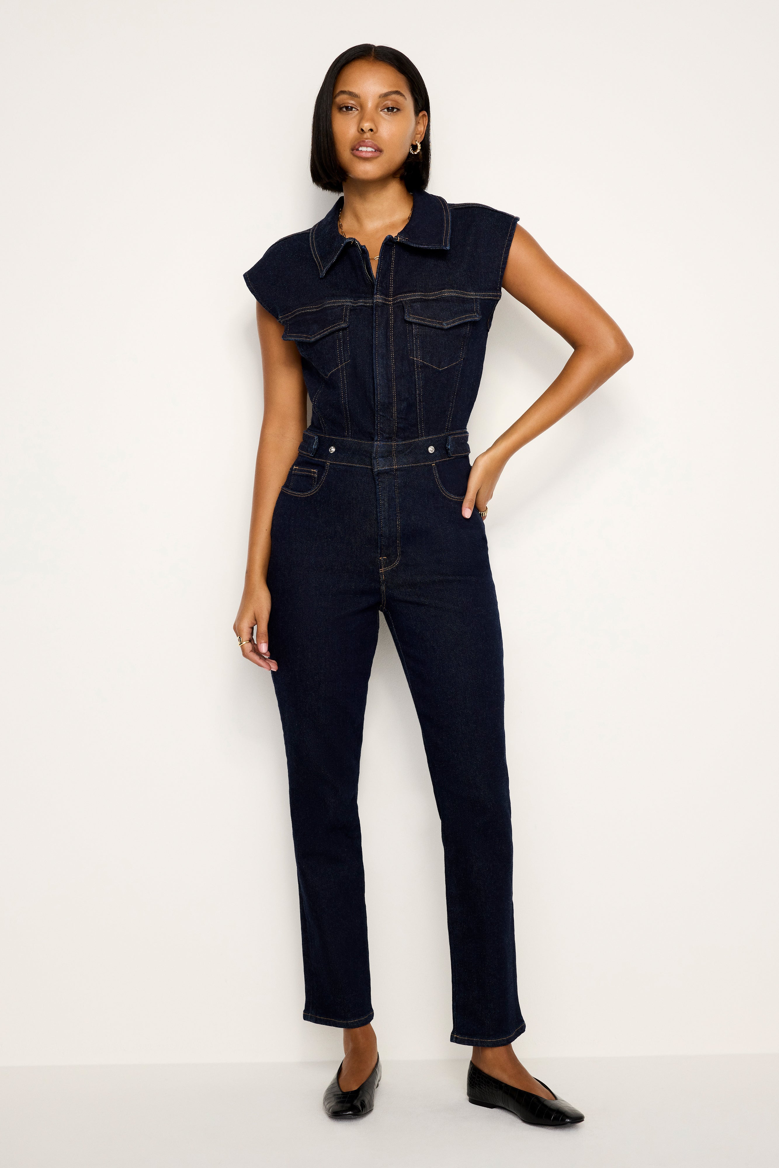 RINSED DENIM FIT FOR SUCCESS JUMPSUIT | INDIGO716