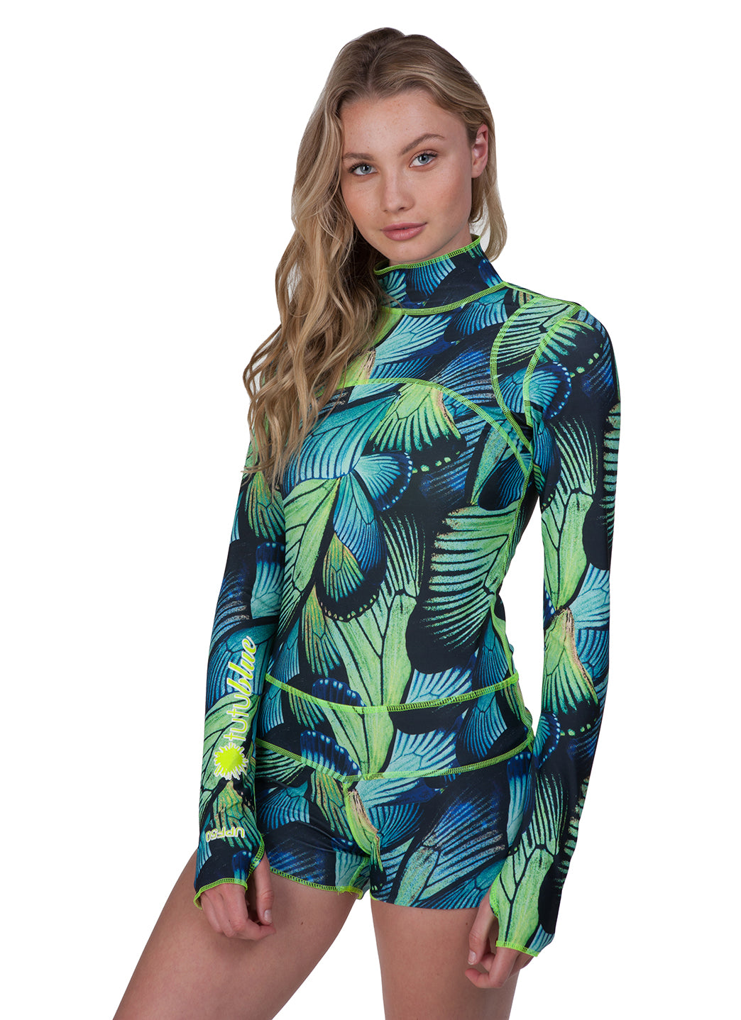 TUTUBLUE Women's Turq Flyer Classic UPF 50+ Long Sleeve Unitard One Piece Swimsuit