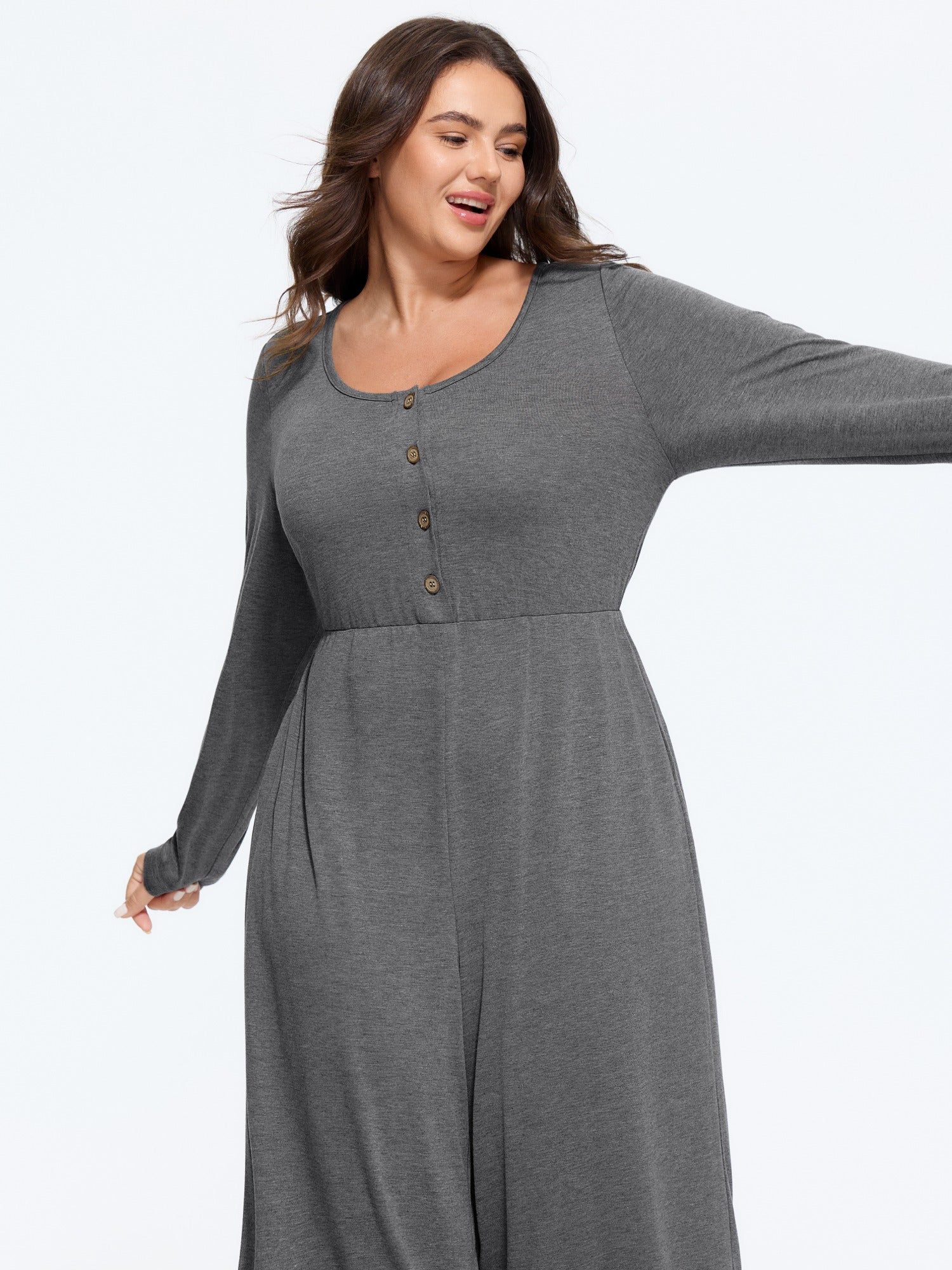 Supersoft Stretchy Button Wide‑Leg Jumpsuit