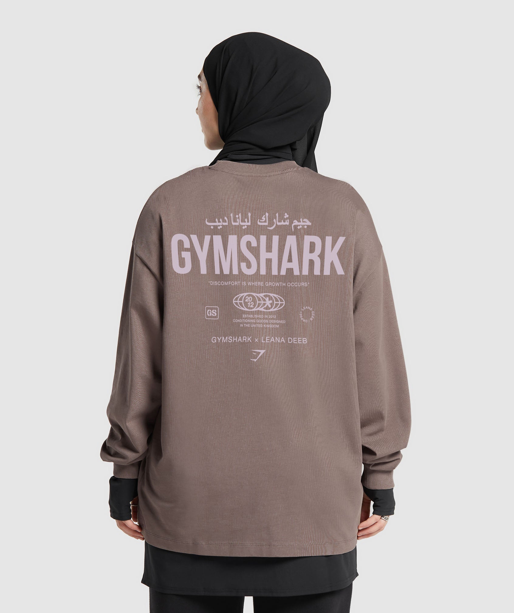Gymshark X Leana Deeb Graphic Oversized Long Sleeve Top - Brown