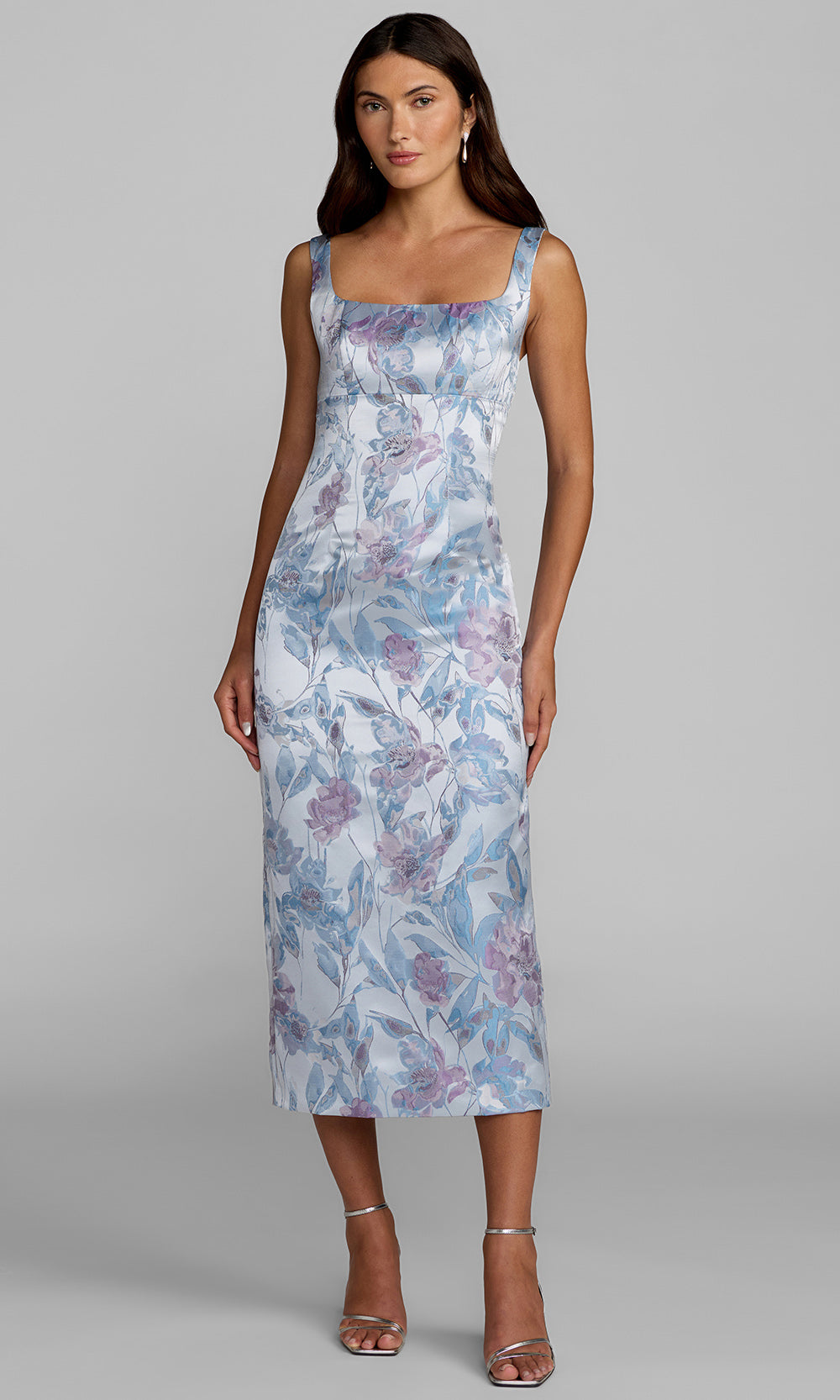 Mac Duggal 69152 - Floral Brocade Empire Waist Tea-Length Dress