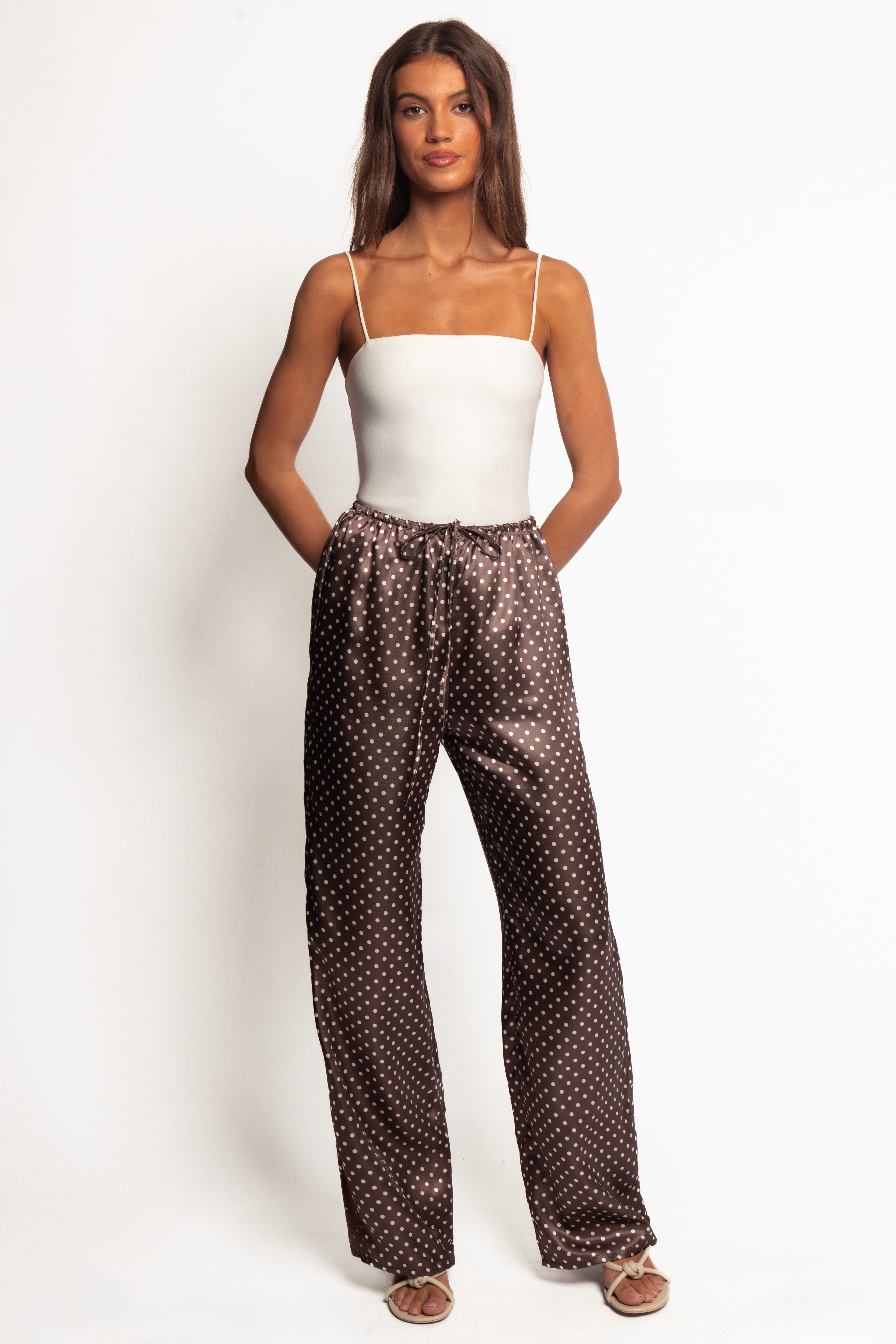 Alima Pants - Brown Polka Dot
