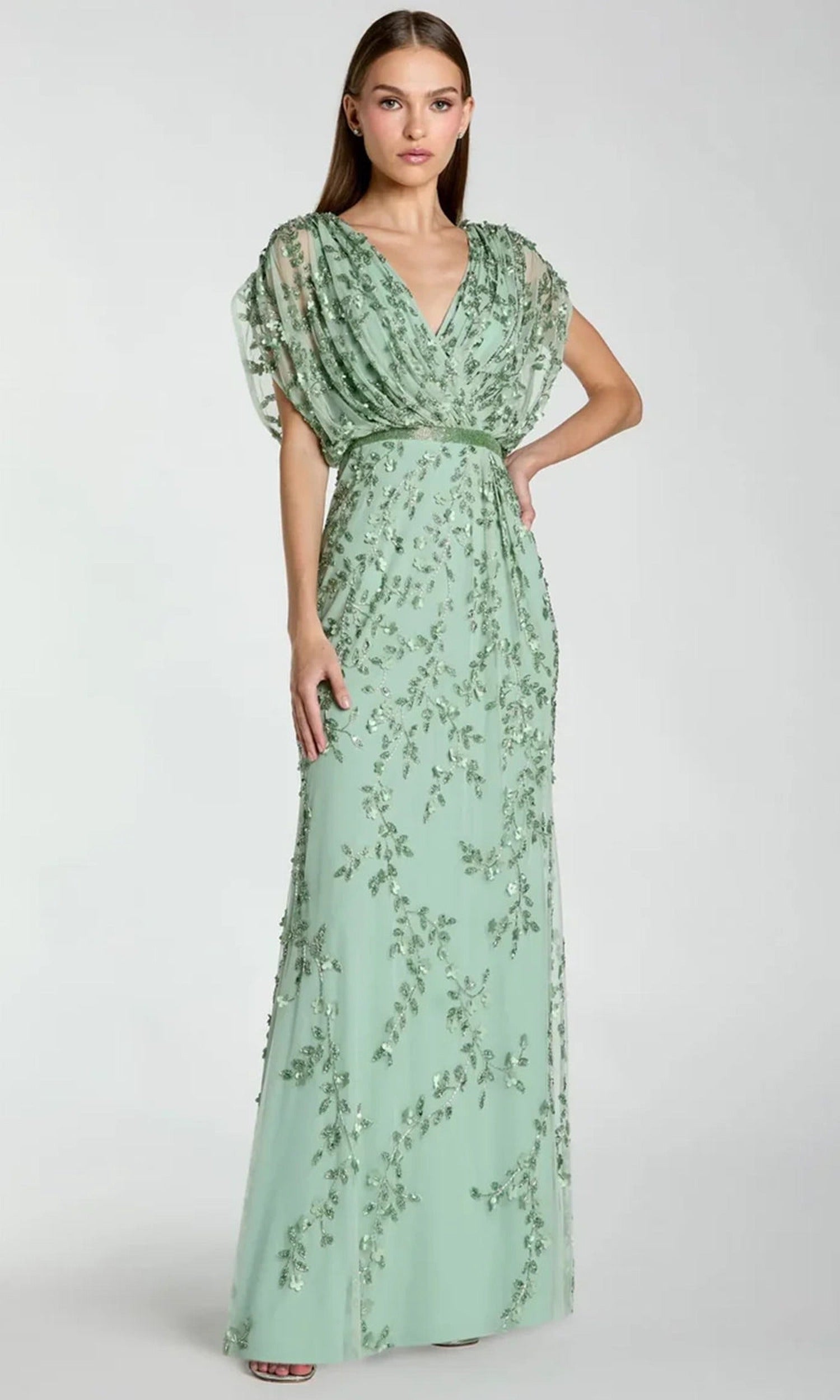 Mac Duggal 23067 - Beaded Applique Blouson Column Gown