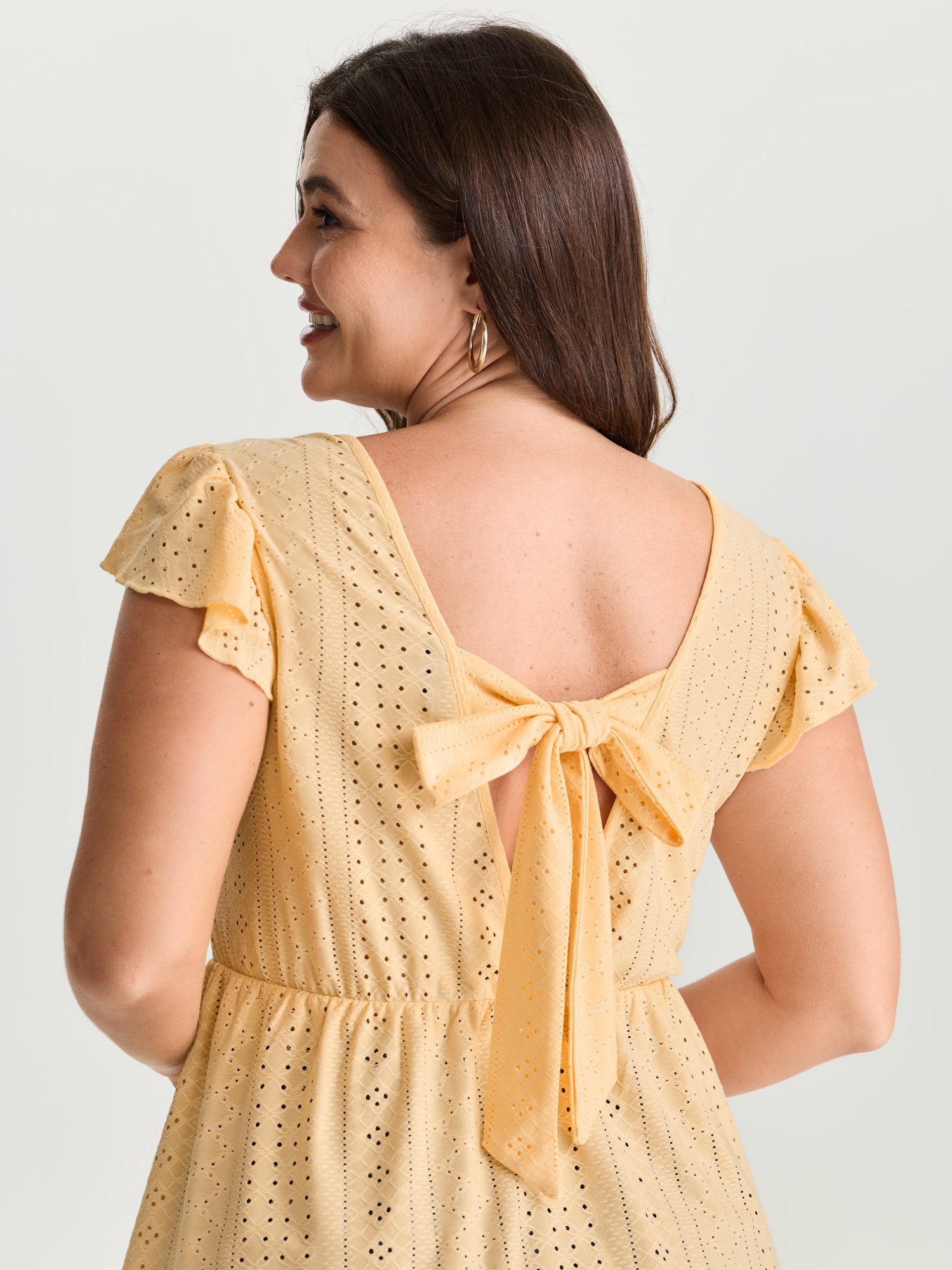Textured V-Neck Babydoll Knit Top
