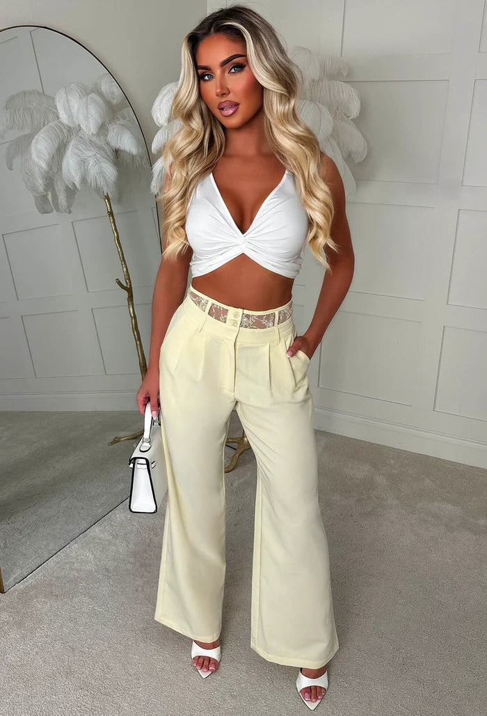 Sadie Lemon Deep Lace Waistband Detail Trouser