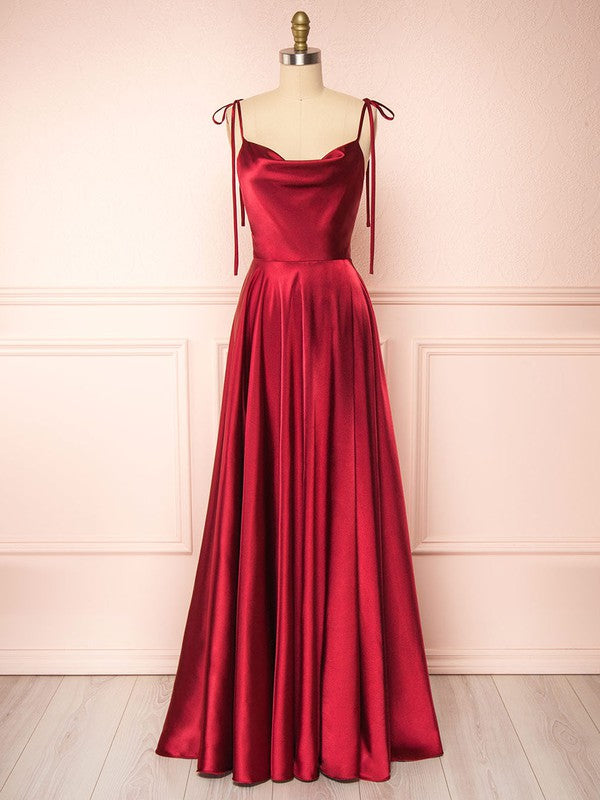 Stunning A-Line Cowl Neck Sleeveless Bridesmaid Dresses with Sweep Train